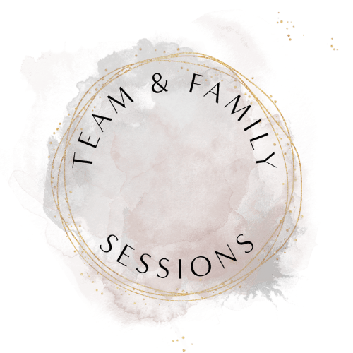 Decorative graphic with a circular outline and the words 'TEAM SESSION' in a watercolor-style background.