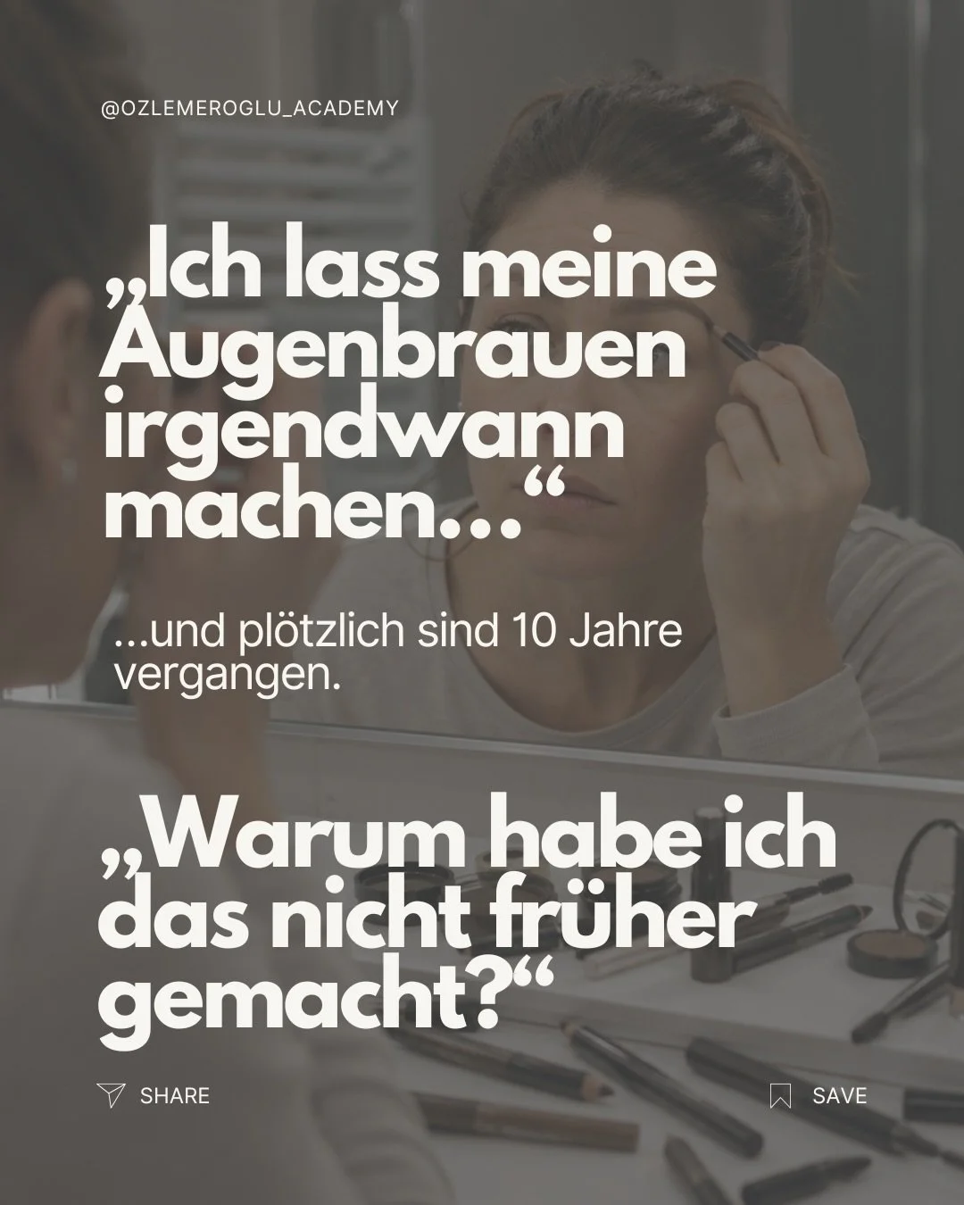 &bdquo;Nur schnell die Augenbrauen nachmalen&hellip;&ldquo;

Und pl&ouml;tzlich steht man jeden Morgen wieder l&auml;nger vor dem Spiegel als geplant.

Eine Seite wird dicker.
Die andere schmaler.
Dann wieder abschminken.
Neu zeichnen.
Korrigieren.


