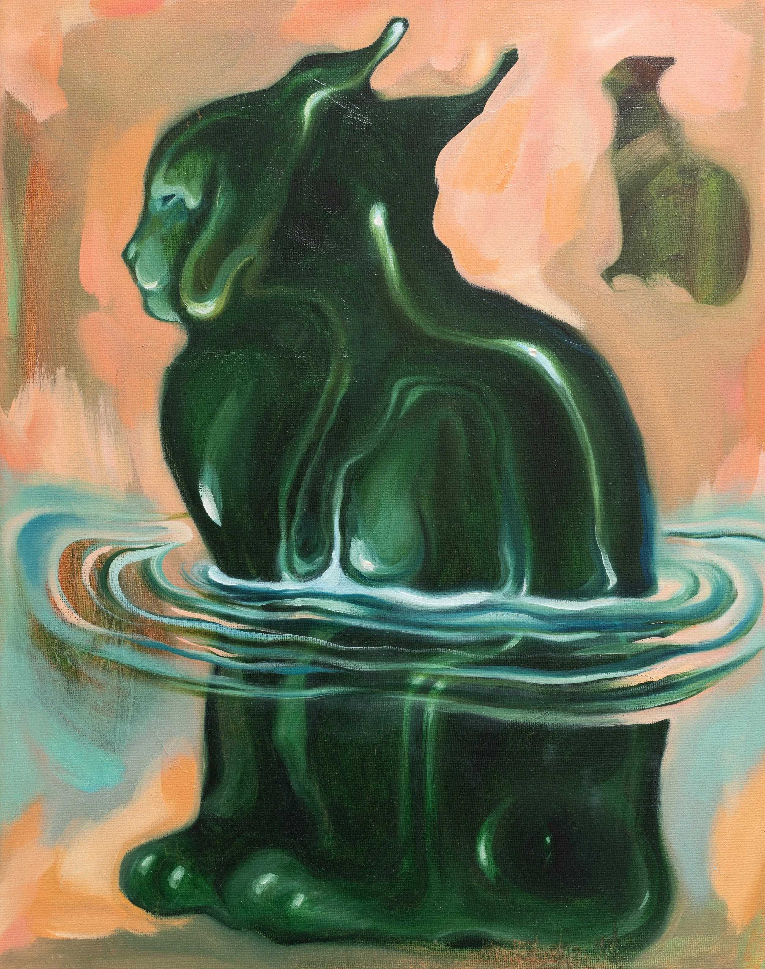 Come on in, the water's lovely, 2025. Oil on canvas - 40 x 30 cm