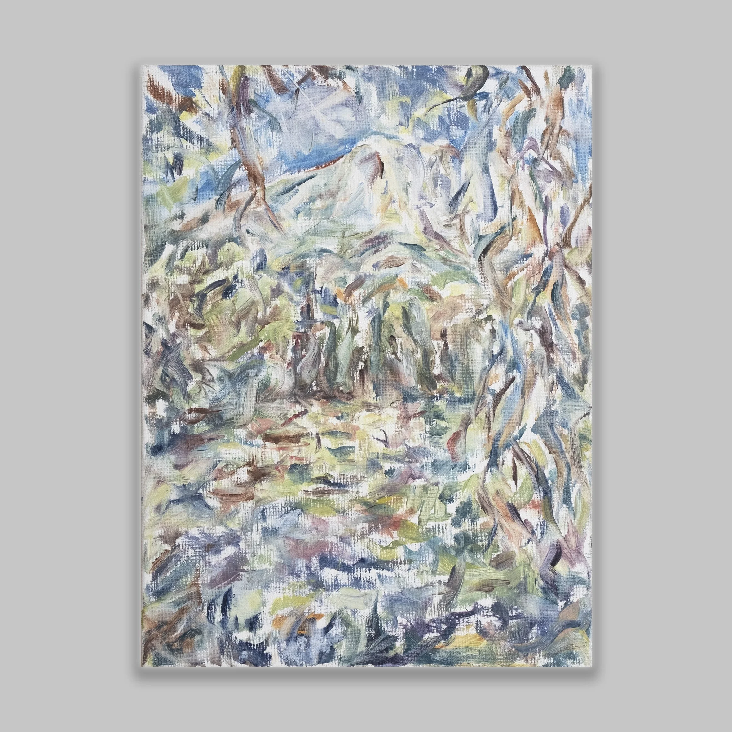 Wall Mountain and Tree, Morning Aix-en-Provence Fall 22’ Oil painting on canvas 24 x 18 inches.jpg
