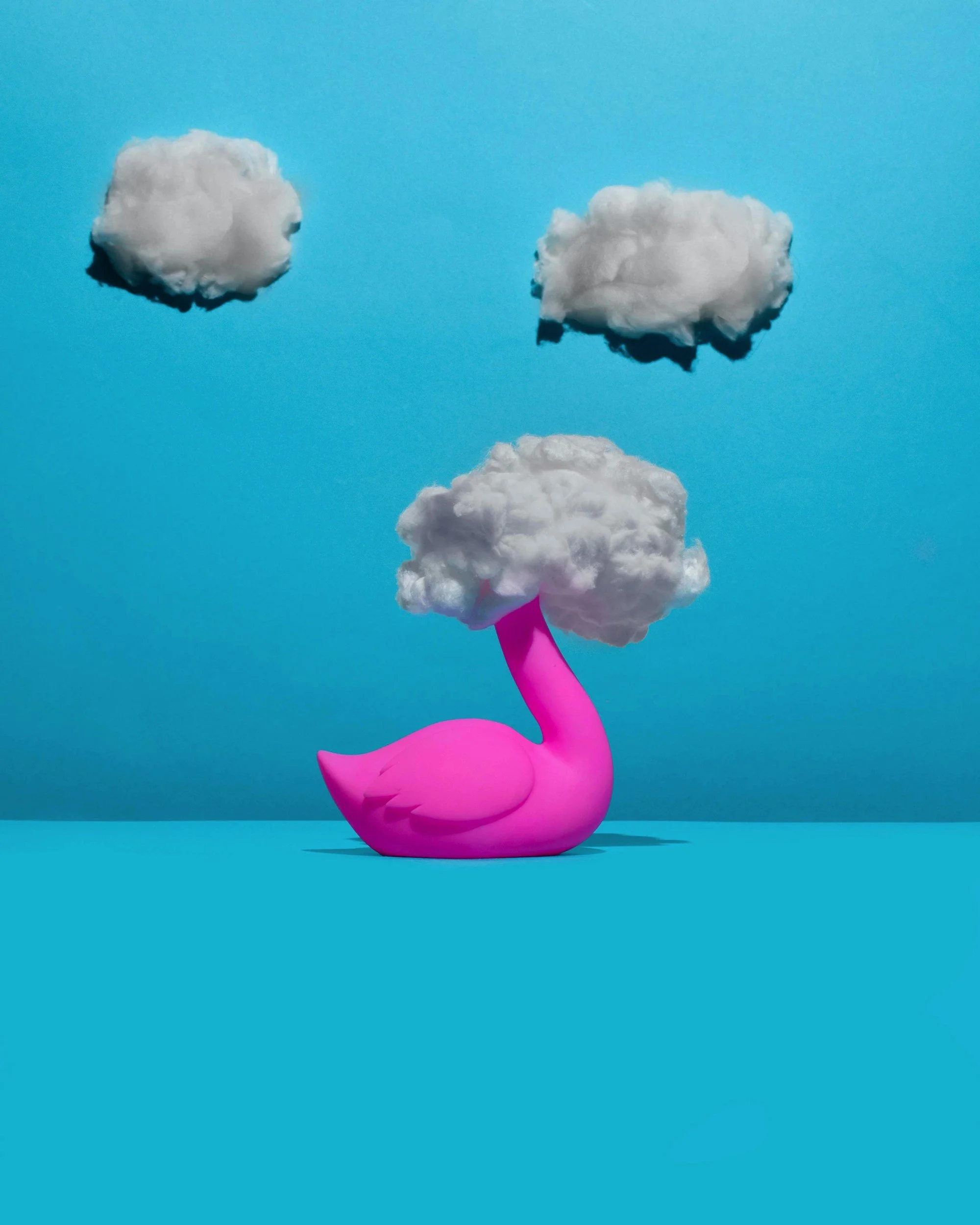 pink flamingo blue sky clouds