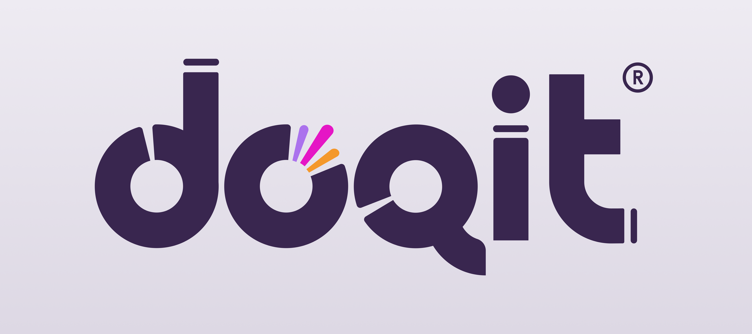 The image features the word "dooit" in bold, dark purple letters on a light gray background. The letter "o" has colorful lines emanating from it, adding decorative detail.
