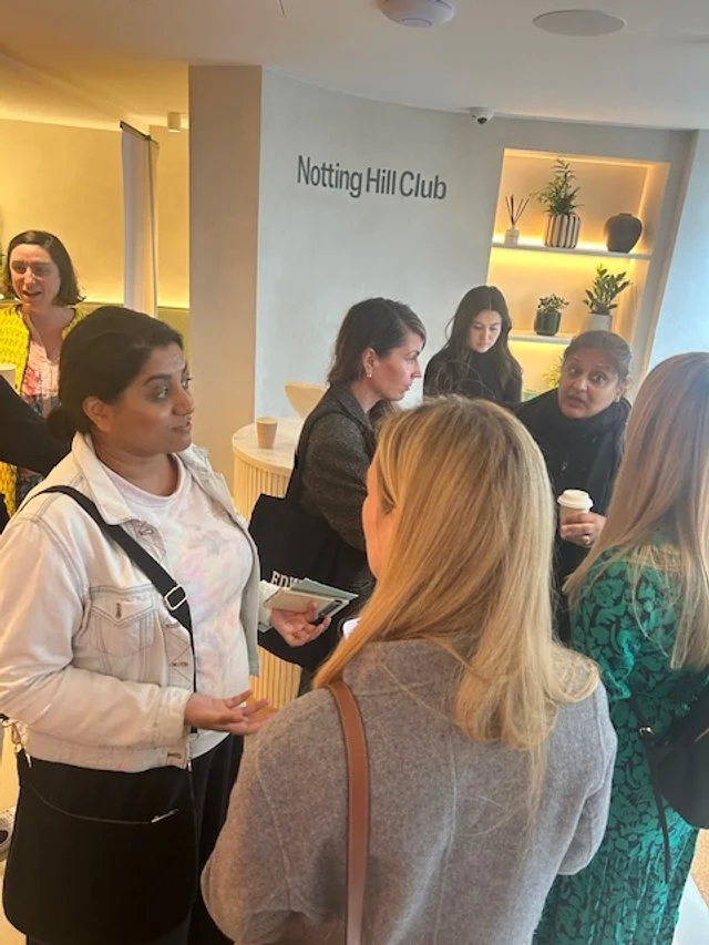 The MOB coffee morning at Notting Hill Club, mums talking and drinking coffee