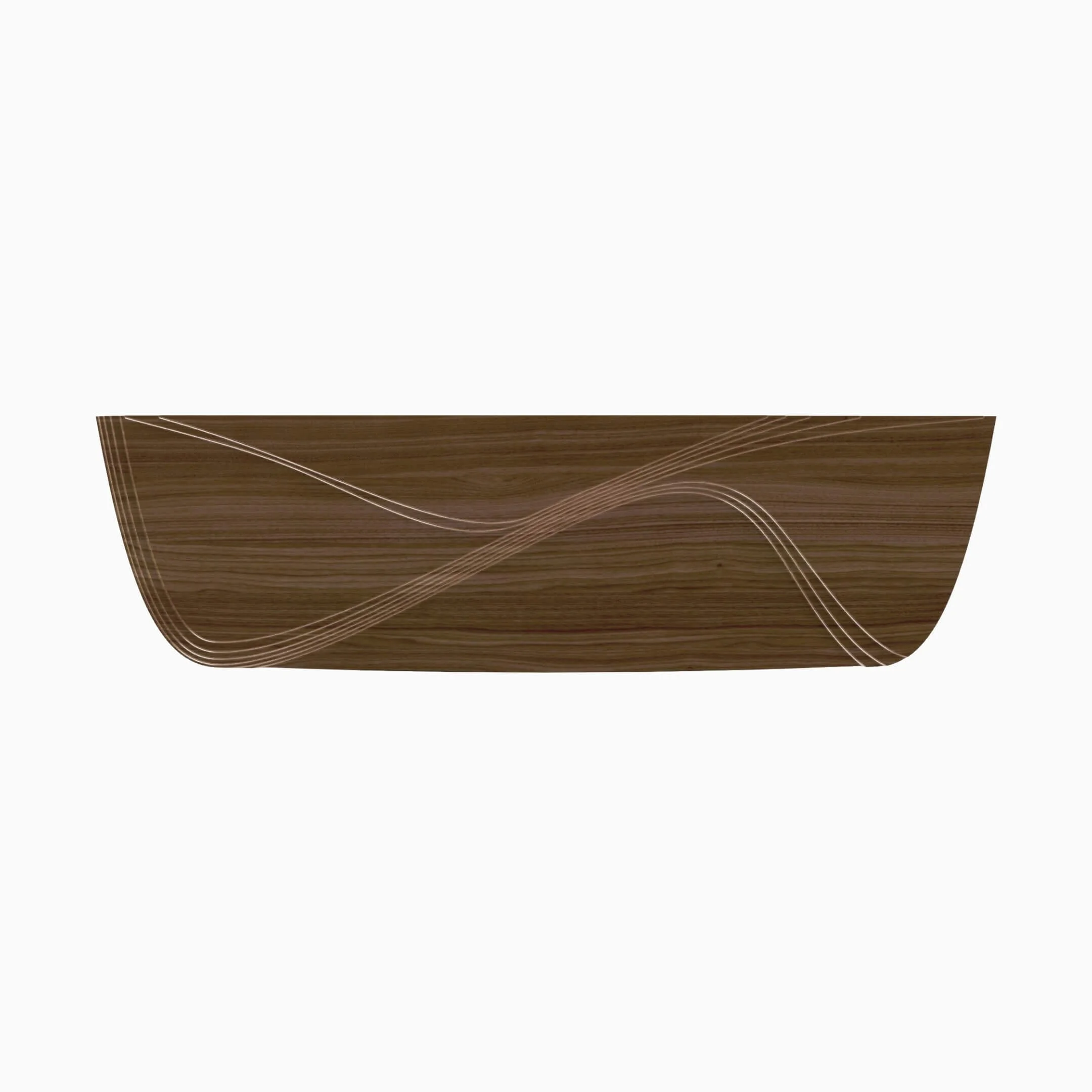 Plan view of a Terrace console table. The terraces snaking across the top of the table create four platforms at different heights.