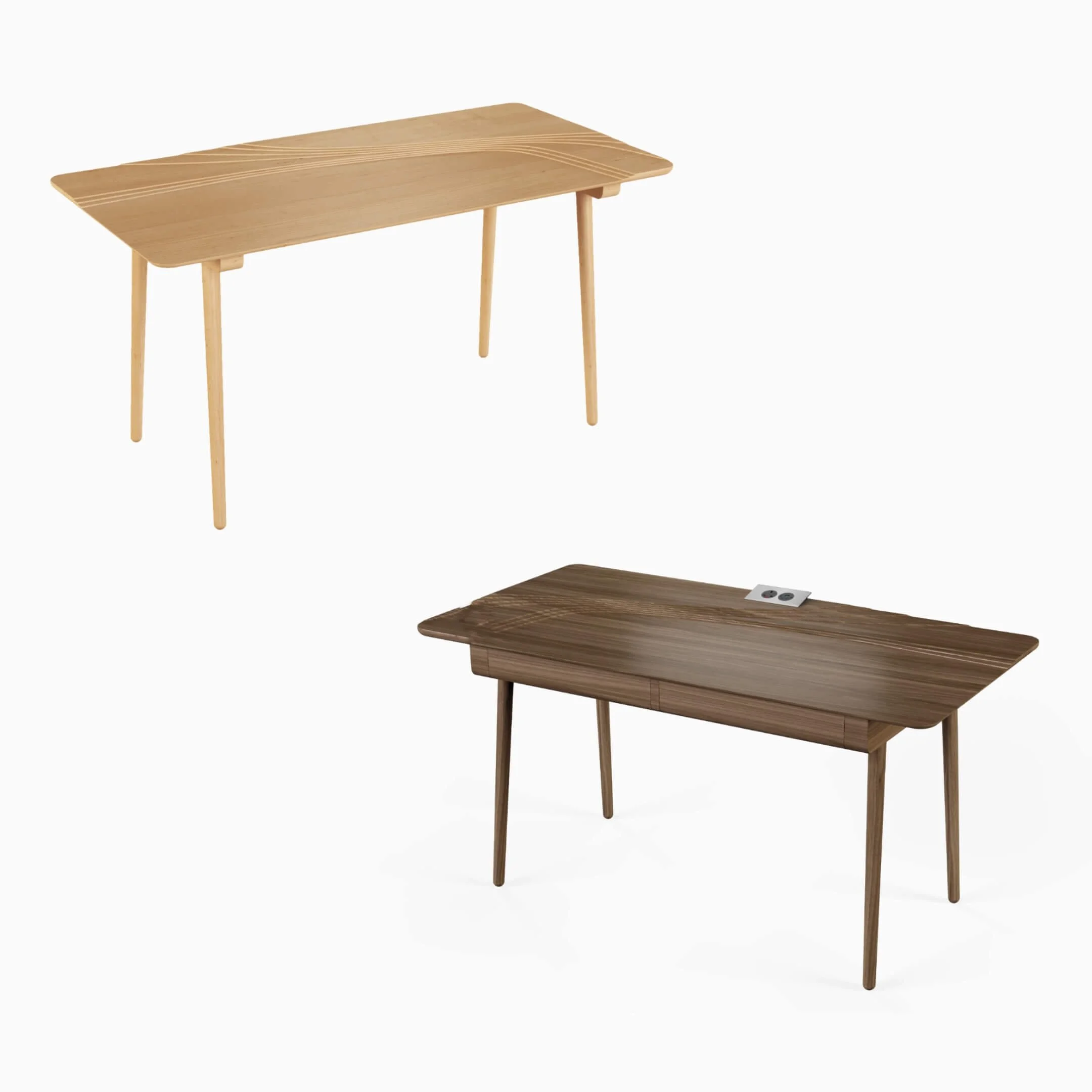 The Terrace desk is available with and without drawers. Other optional extras include wireless phone charging, desktop dual sockets with USB ports, and rear, under-desk cable storage.