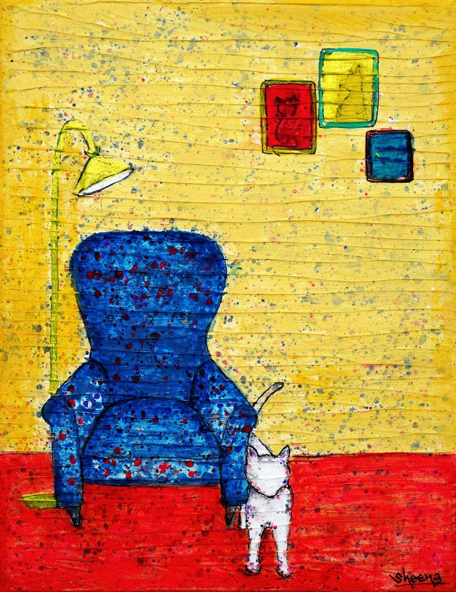 Cat Stories artwork collected internationally – whimsical feline painting