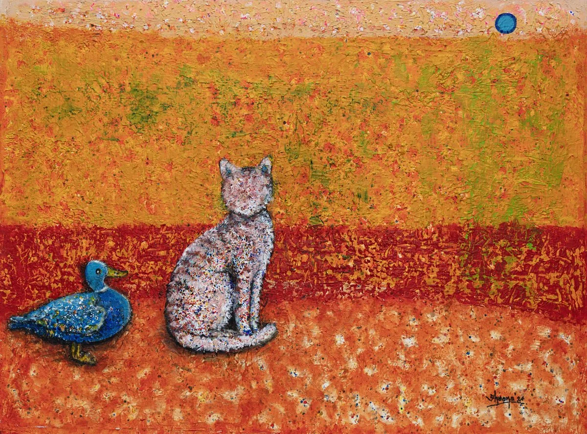Cat Stories artwork collected internationally – whimsical feline painting