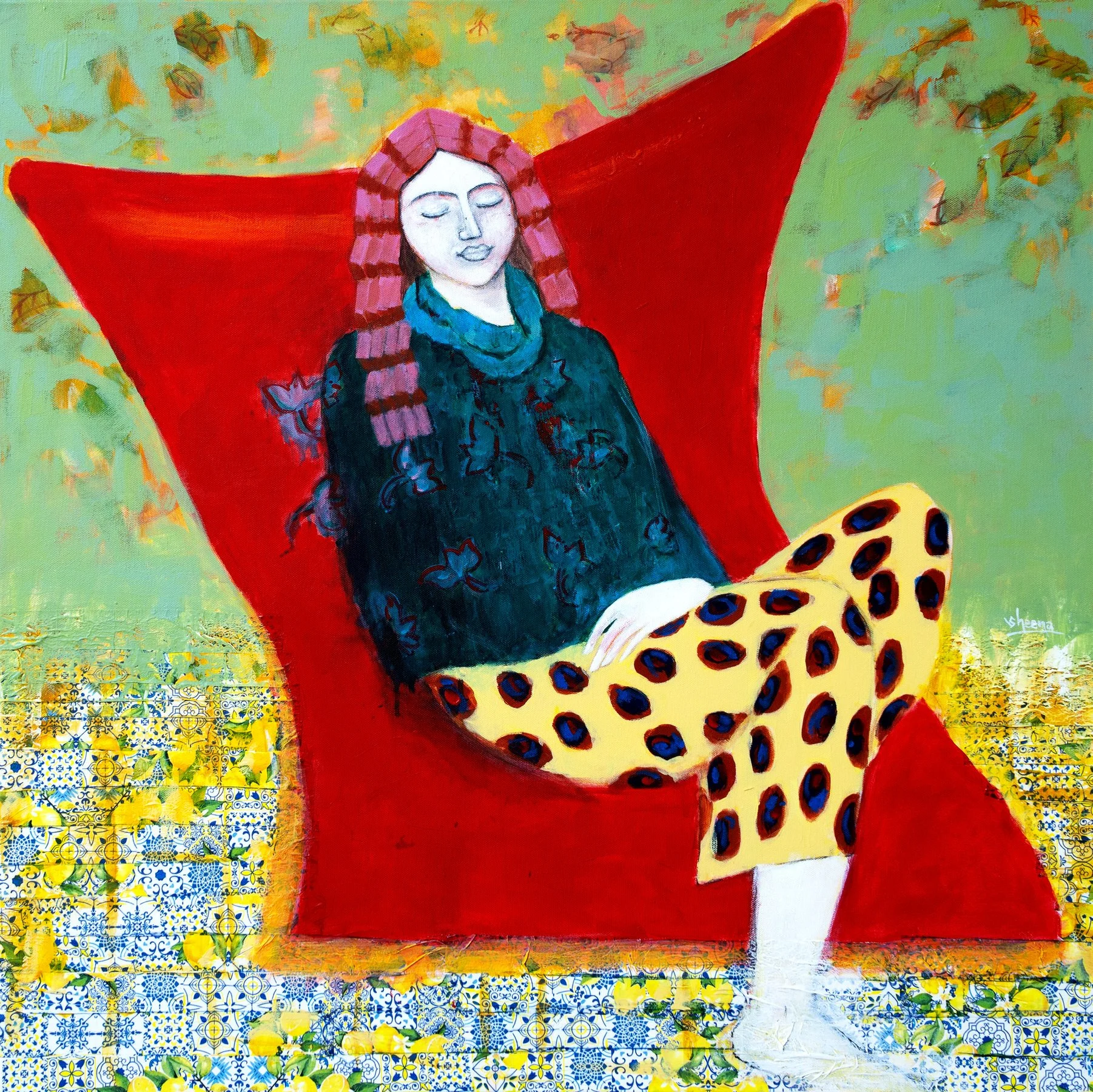 The Colour of Stillness fine art giclée print on Hahnemühle German Etching paper — She series by Singapore artist Sheena Bharathan