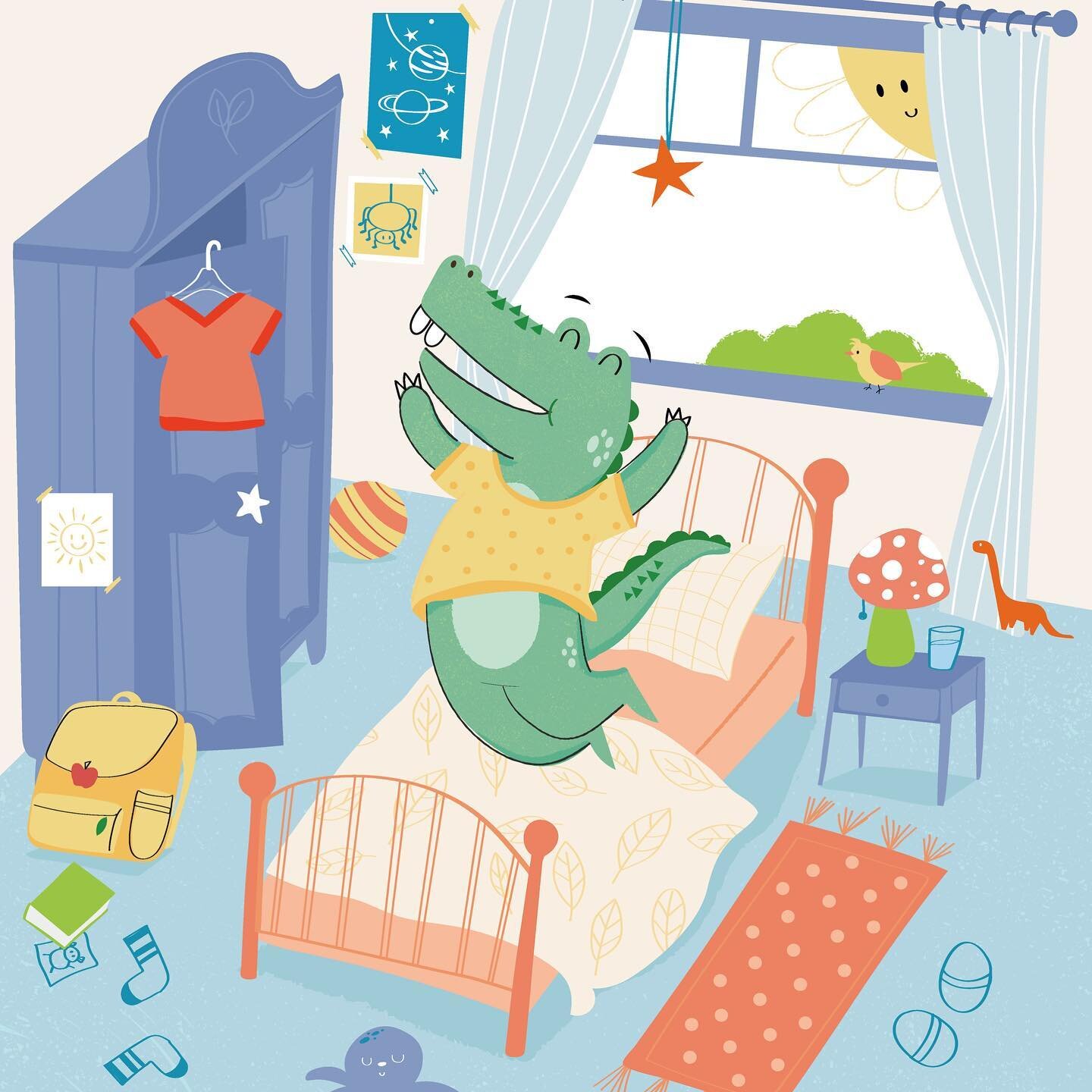 I worked a while ago on a independent book project. 
The author came with this fantastic bil&iacute;ngue idea and the main character is an alligator kid! 
.
I was in the middle of a personal earthquake and it was my fav project of the year. 
.
I foun