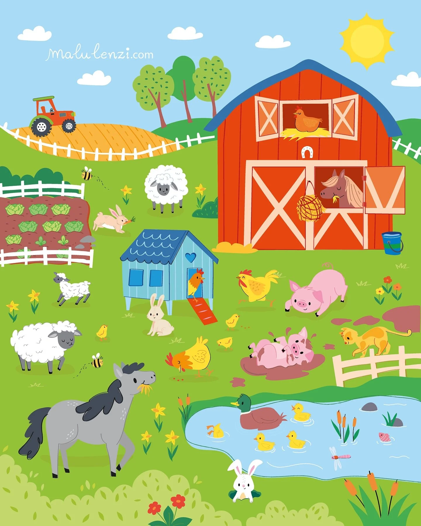 Do you go to a farm on summer holidays? 
I used to go as a kid and.... I didn't like it at all!! Ironically I love drawing it 😅
This is one of my all time fav farm illustration 💛 
About time to be shared here properly here. 
.
Published by @usborn