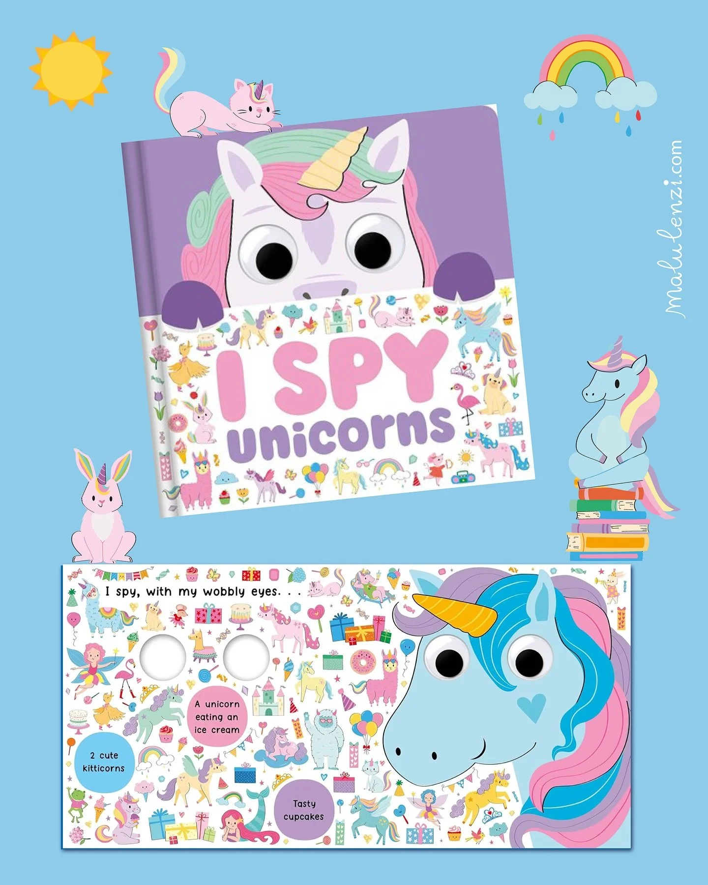 I SPY... Unicorns!! Everywhere! Hooray!! 
(Swipe to see me flipping through de book!) 
. 
I Spy Unicorns is part of a growing series that I had the best time creating cute illustrations for this unicorn world 🦄
It's a bunch of small detailed illustr