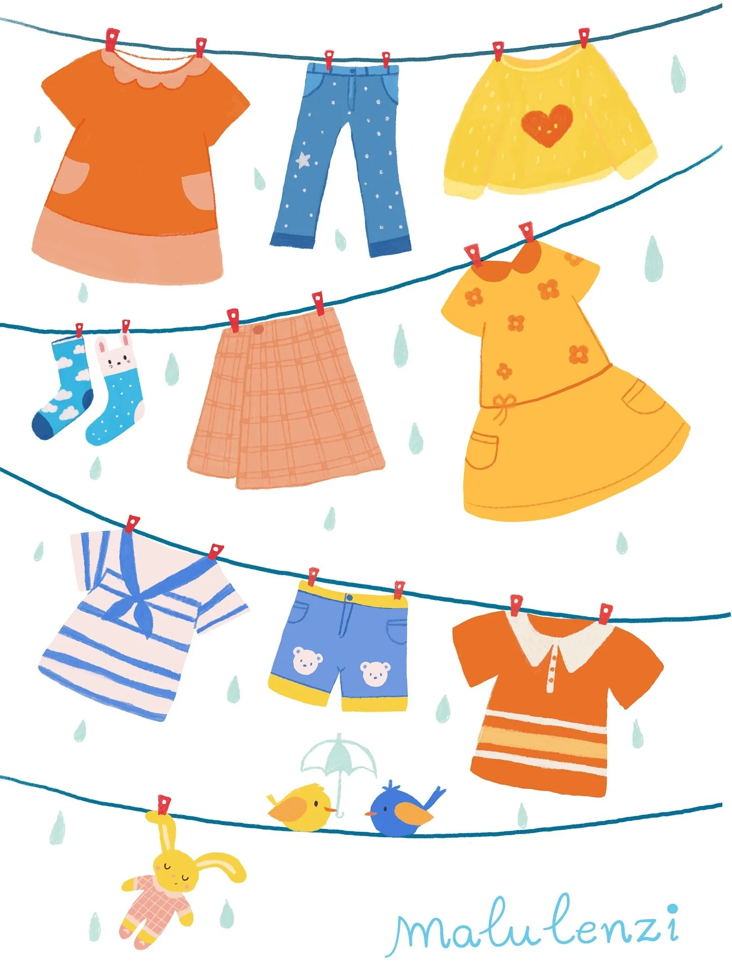 Plans for weekend: laundry 🧺! 
Something I miss from Brazil: clotjes drying in the wind and that soap smell ... 
.
Slide to see messy timelapse.
.
In February I started #100daysproject and did one tiny drawing  on procreate everyday. This page have