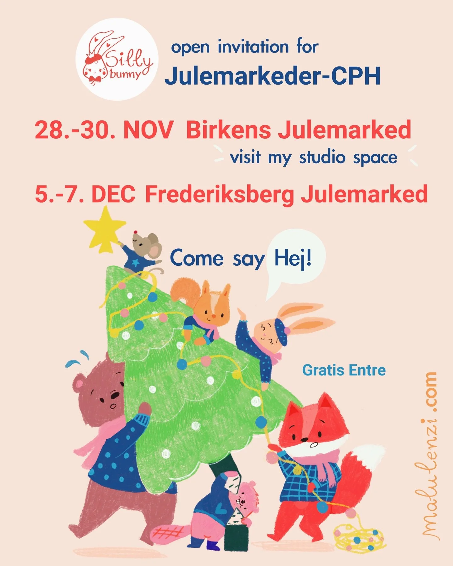 You are officially invited to come visit me at Julemarkeder in CPH! 🎄

Julemarked season has started and once again I'm opening my studio doors -and drawers- offering my personal artworks/paper goods - normally only available online. 

Come and chec