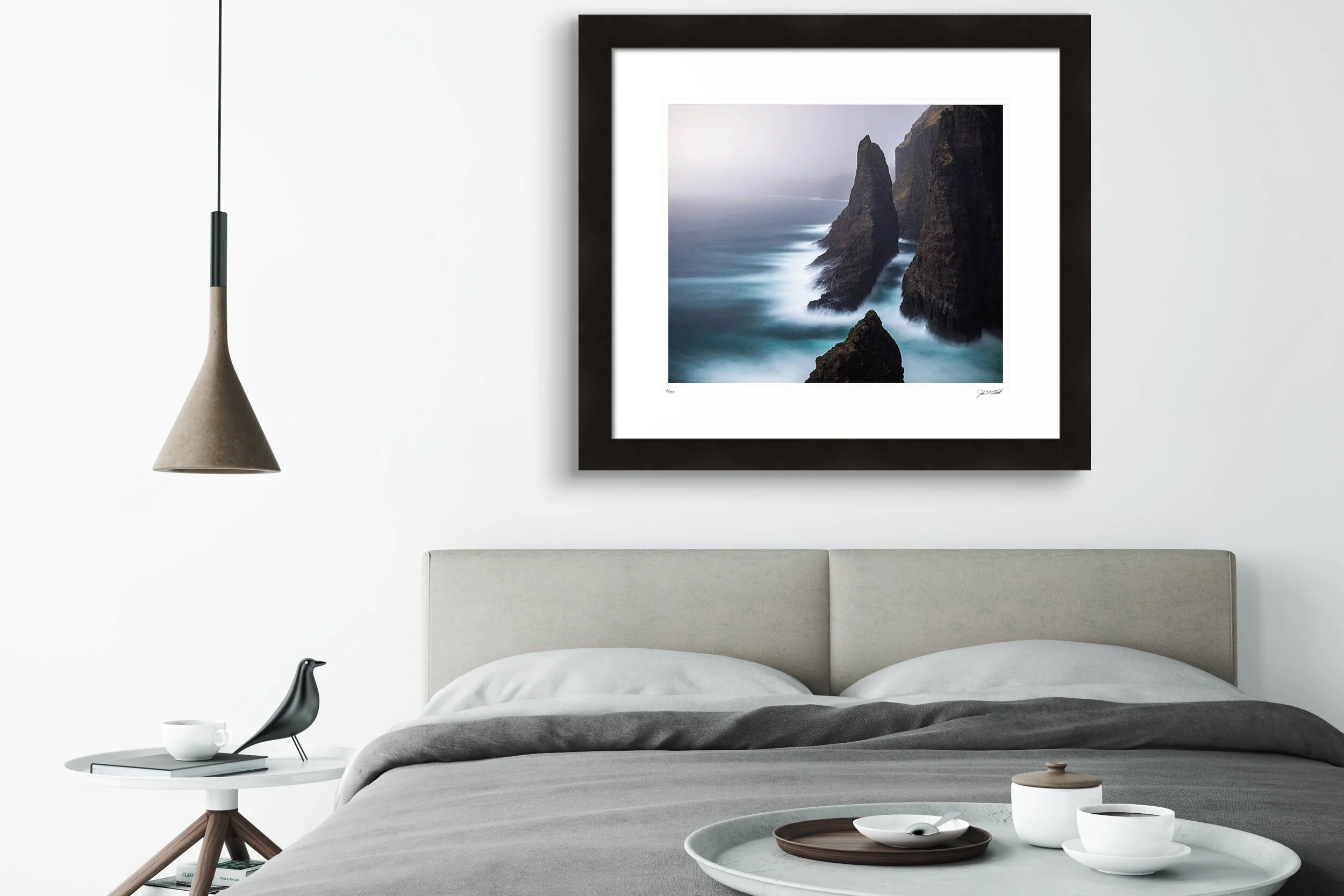 Cliffs of Vágar Framed Print Bedroom.jpg