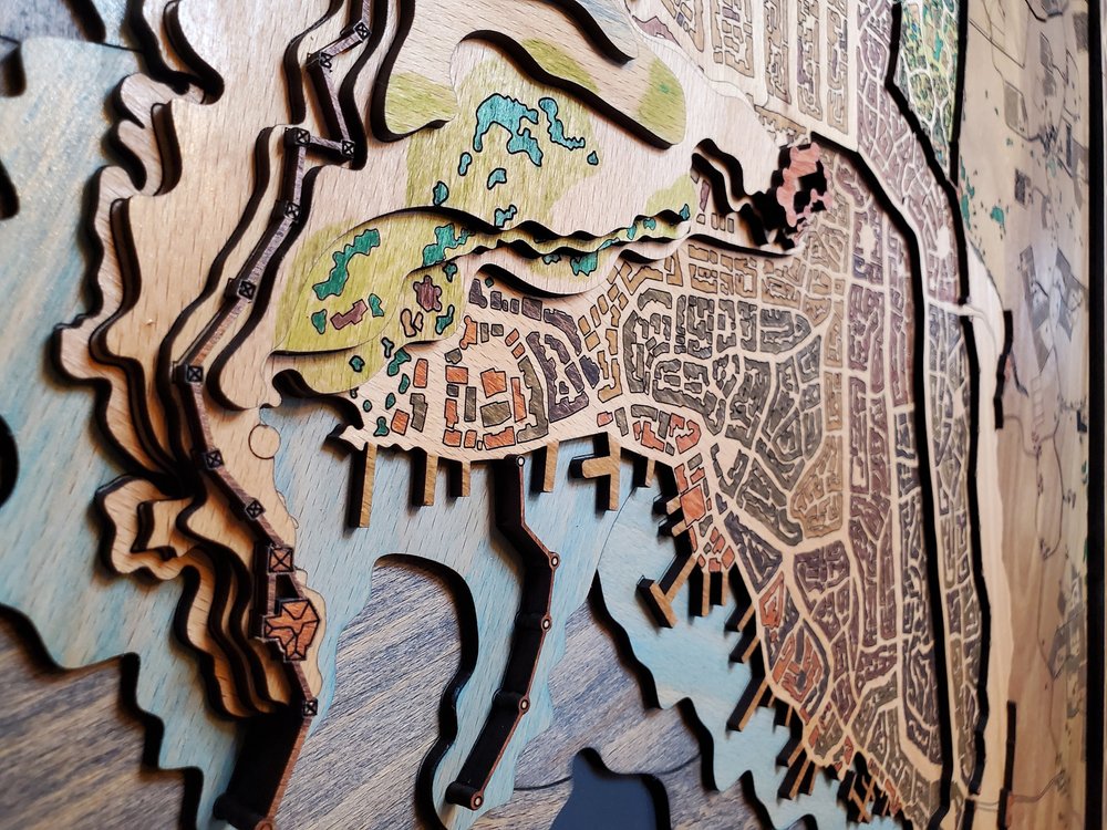 Artist creates 3D wooden masterpiece of Zelda: Breath of the Wild map