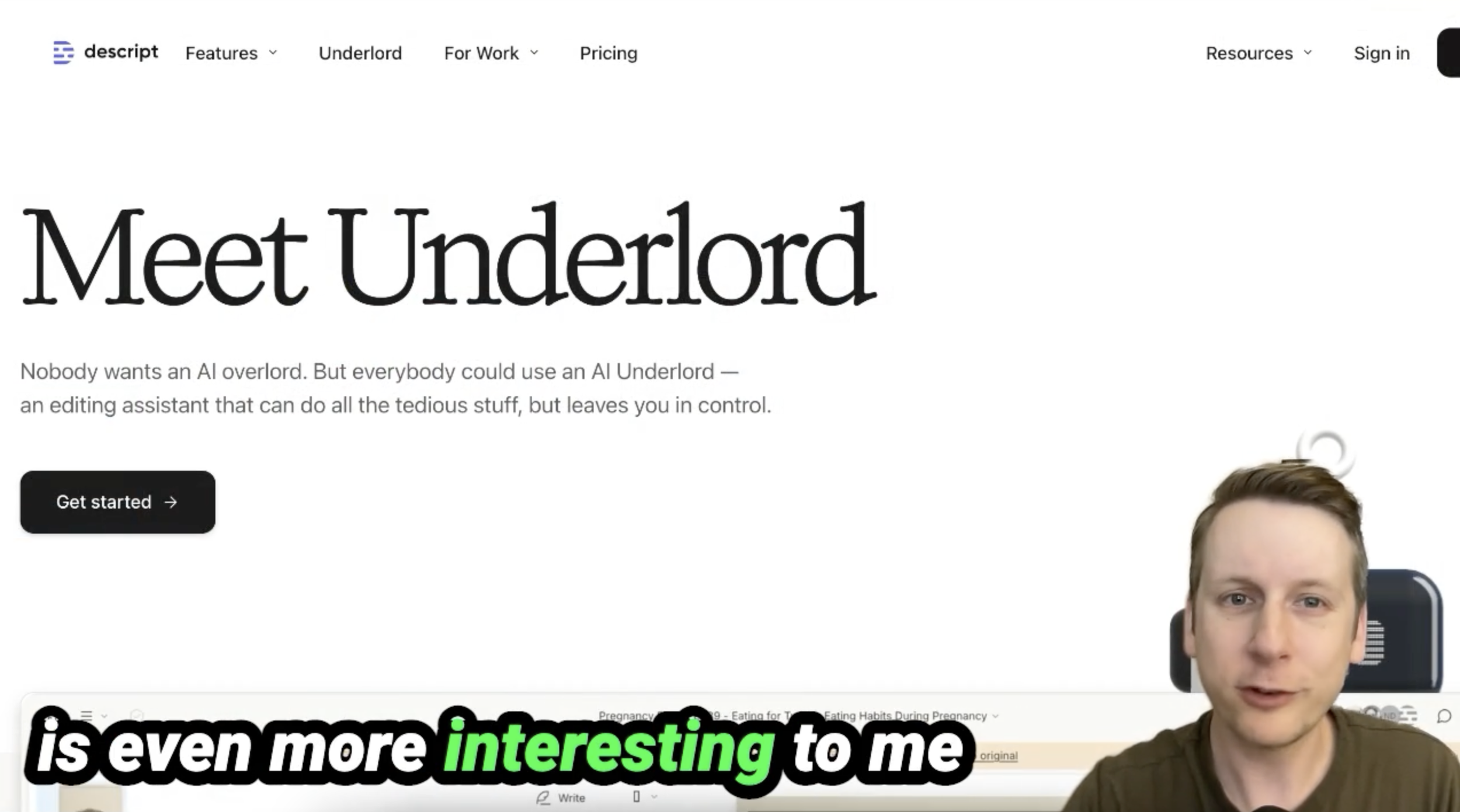 Copy Breakdown: Descript’s Underlord Product Page