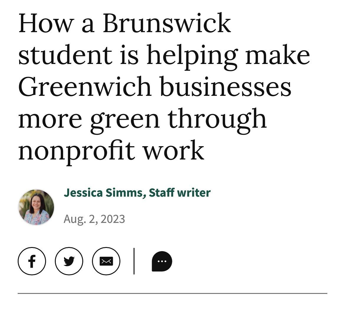 Check out @greenwichtimes article about the founding of Green Greenwich and a look into what we have been up to. To read the full article click this link https://www.greenwichtime.com/news/education/article/greenwich-brunswick-green-sustainable-asher