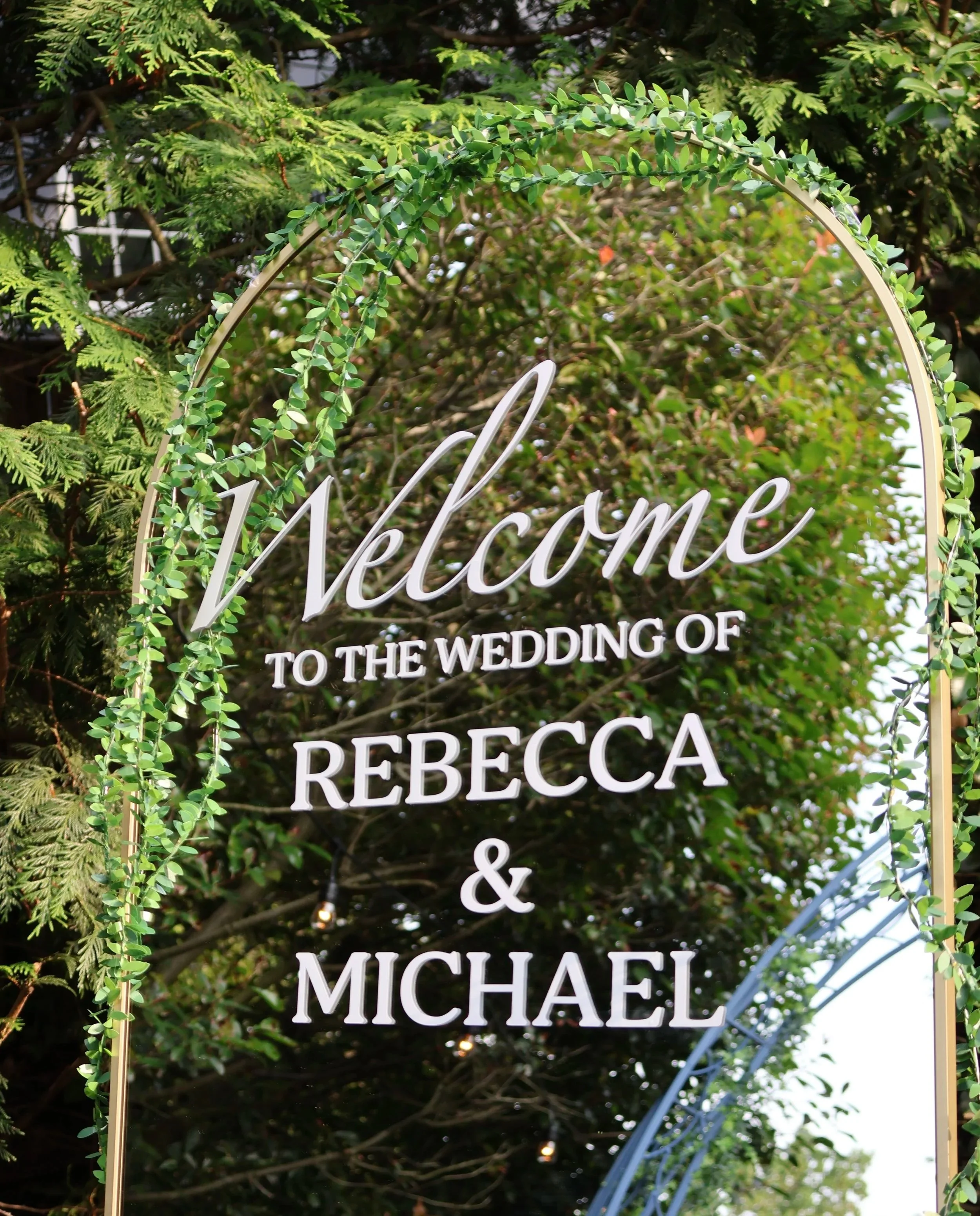 Gold Arched Mirror “Welcome Sign" Rental