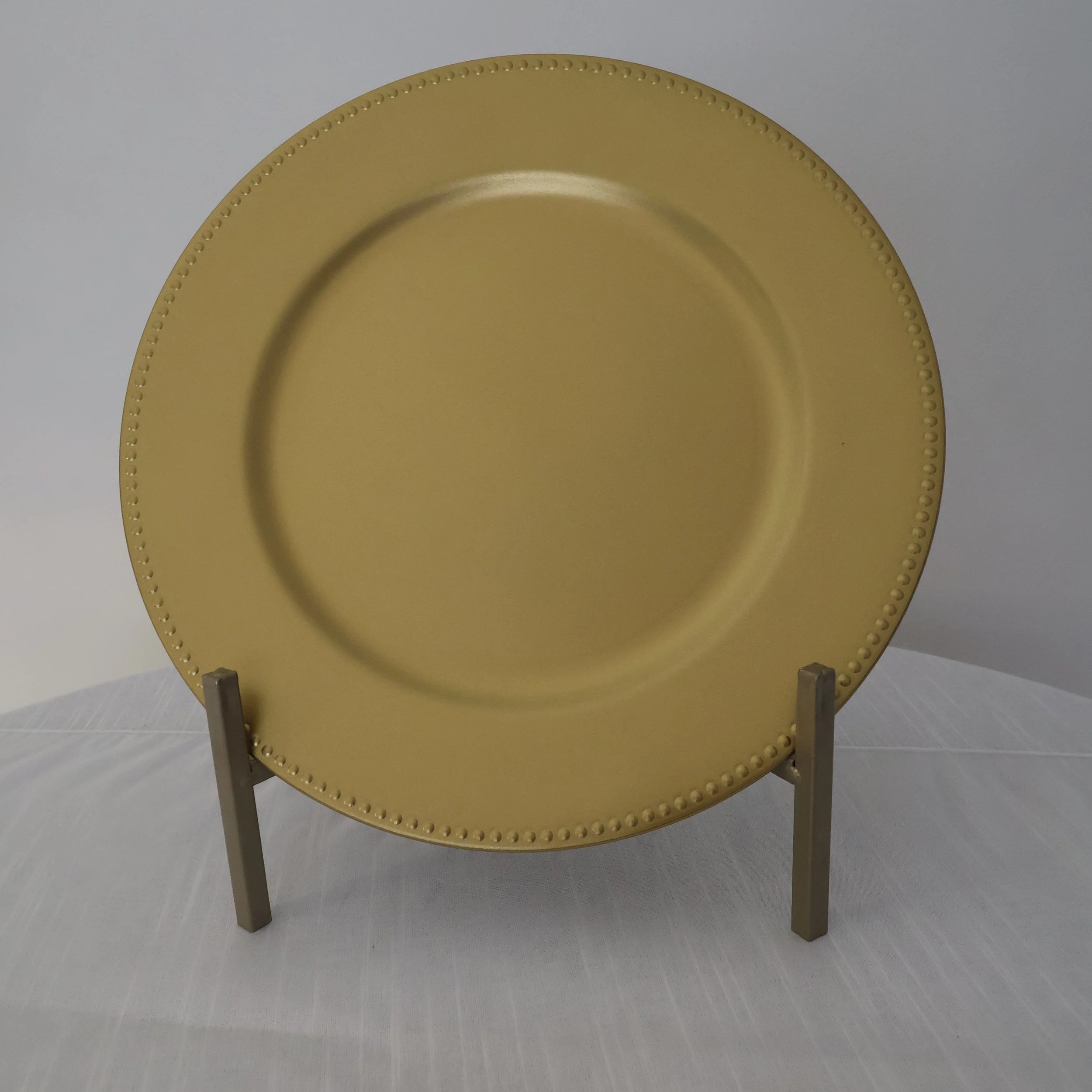 Beaded Round 13" Charger Plates - Gold Matte