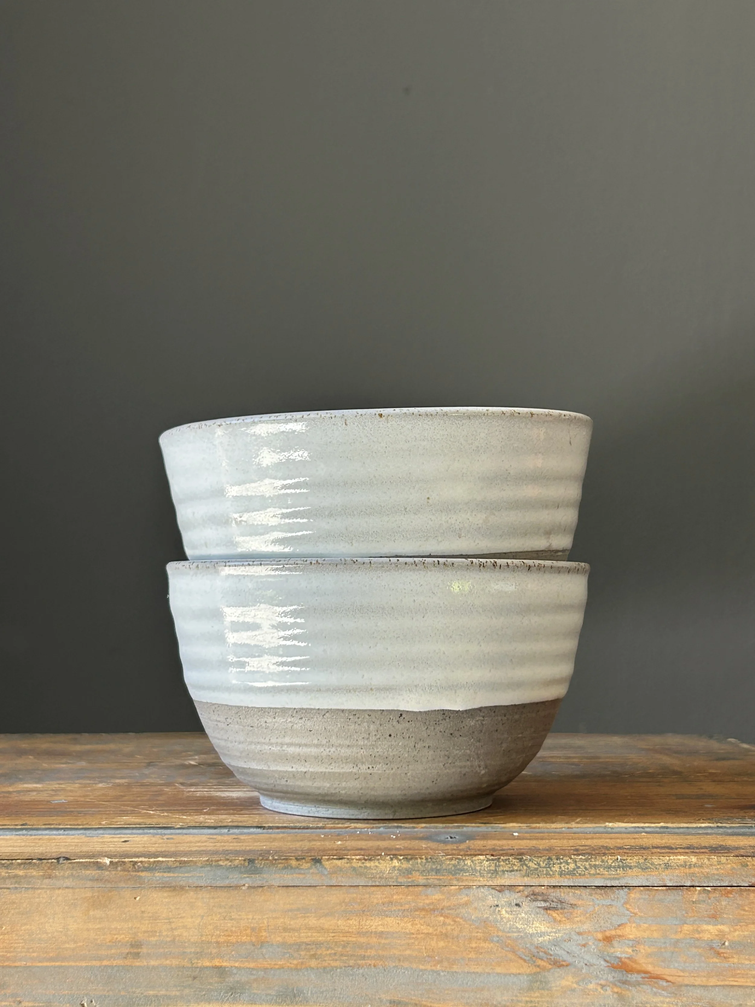 Snacky Bowls, White with Grey Clay (Set of 2)