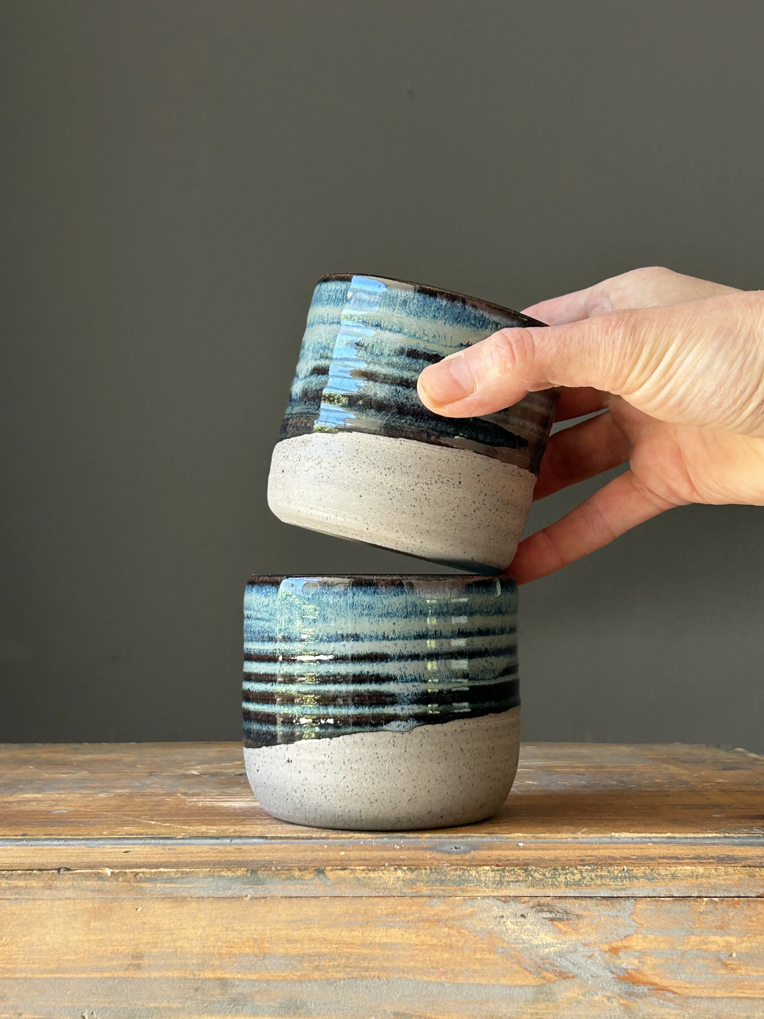 Cortado Cups - Acid Washed Denim (set of 2), 8oz
