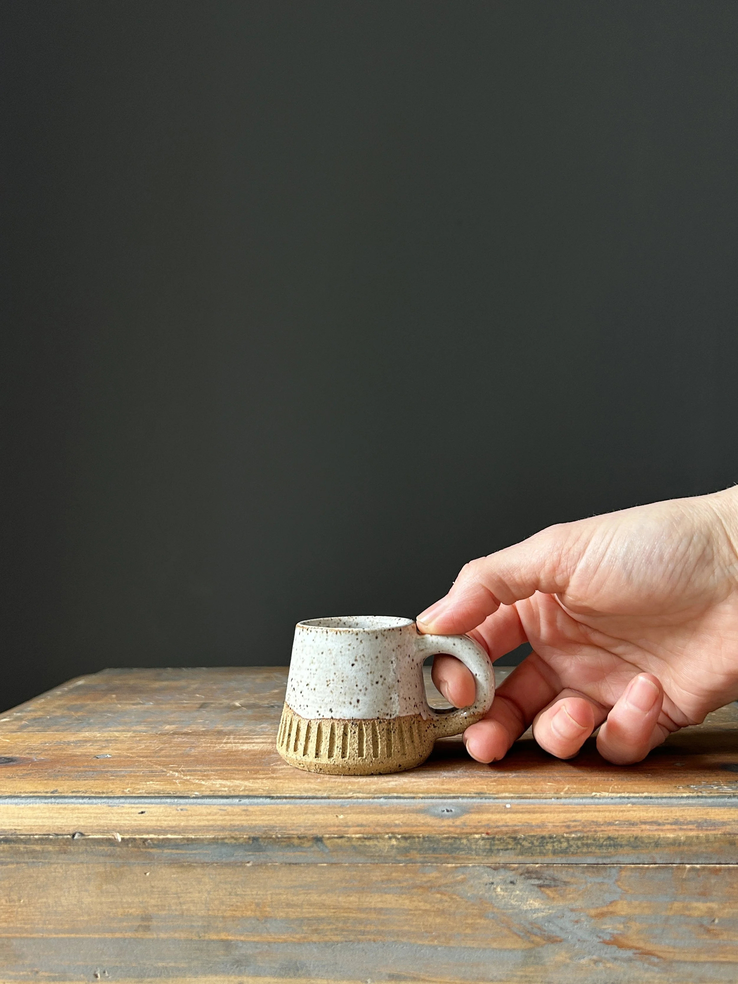 Mini Mug / Ornament, White Carved #2