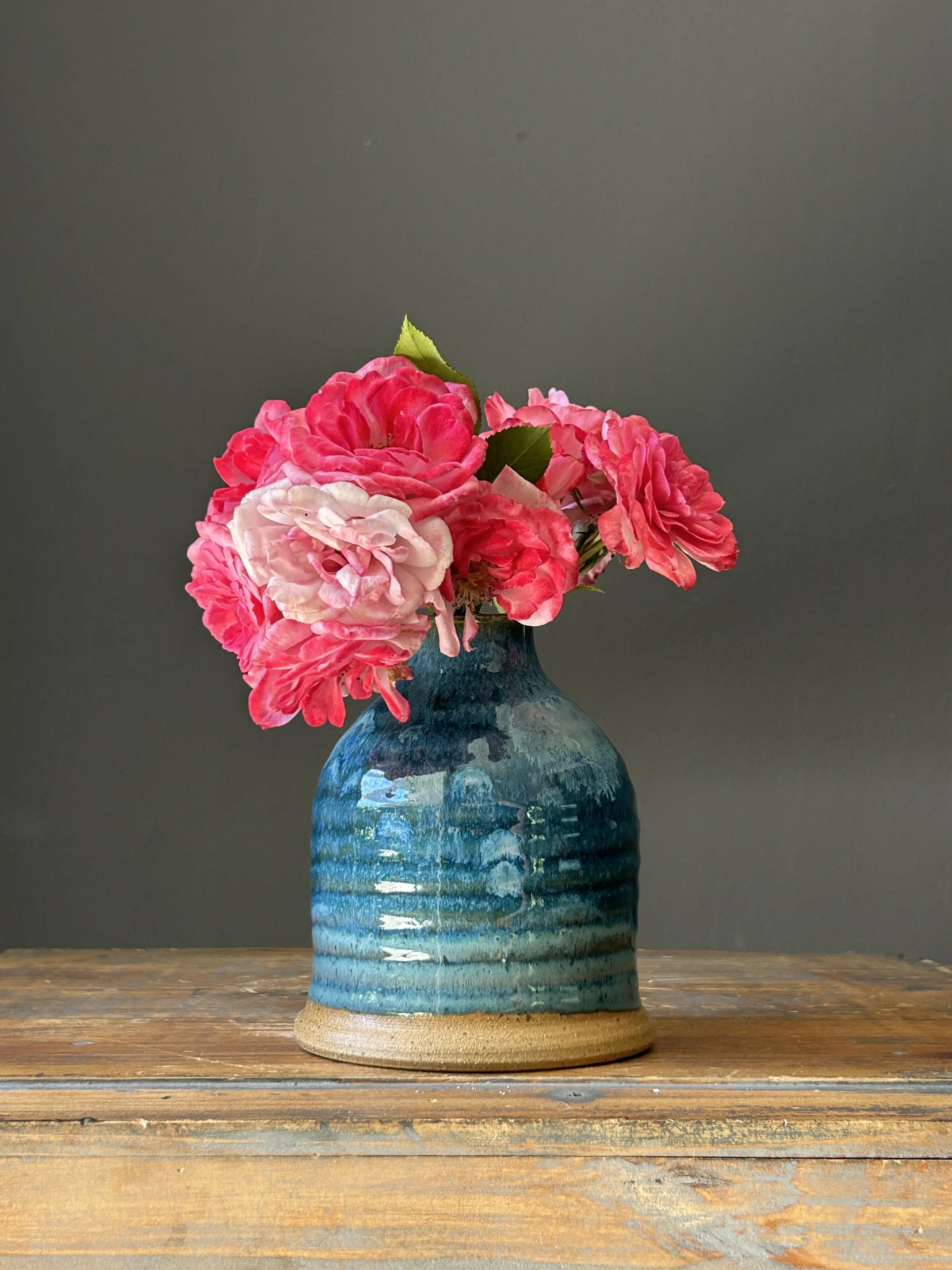 Teal Burst Bud Vase