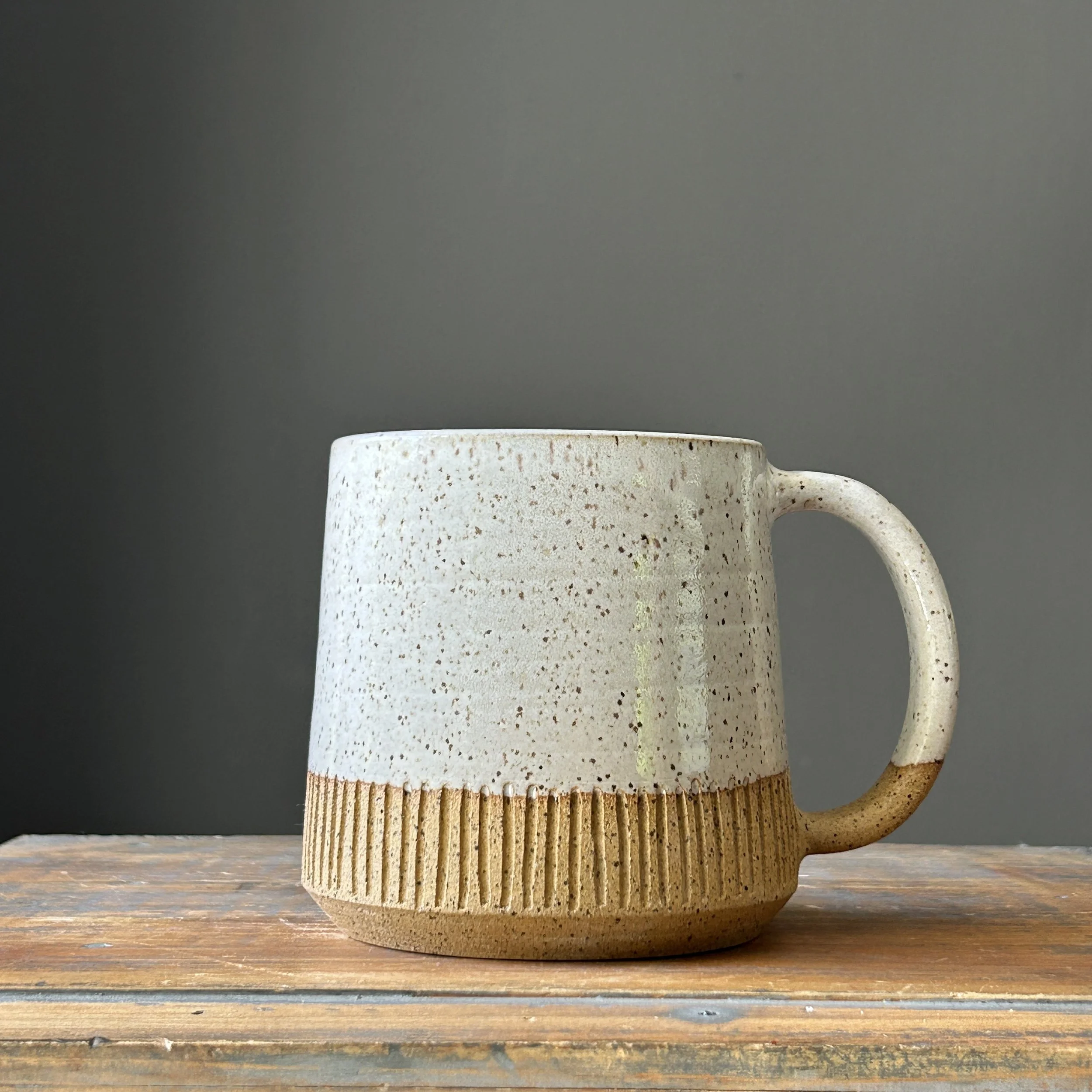 Carved Taper Mug, White, 18oz