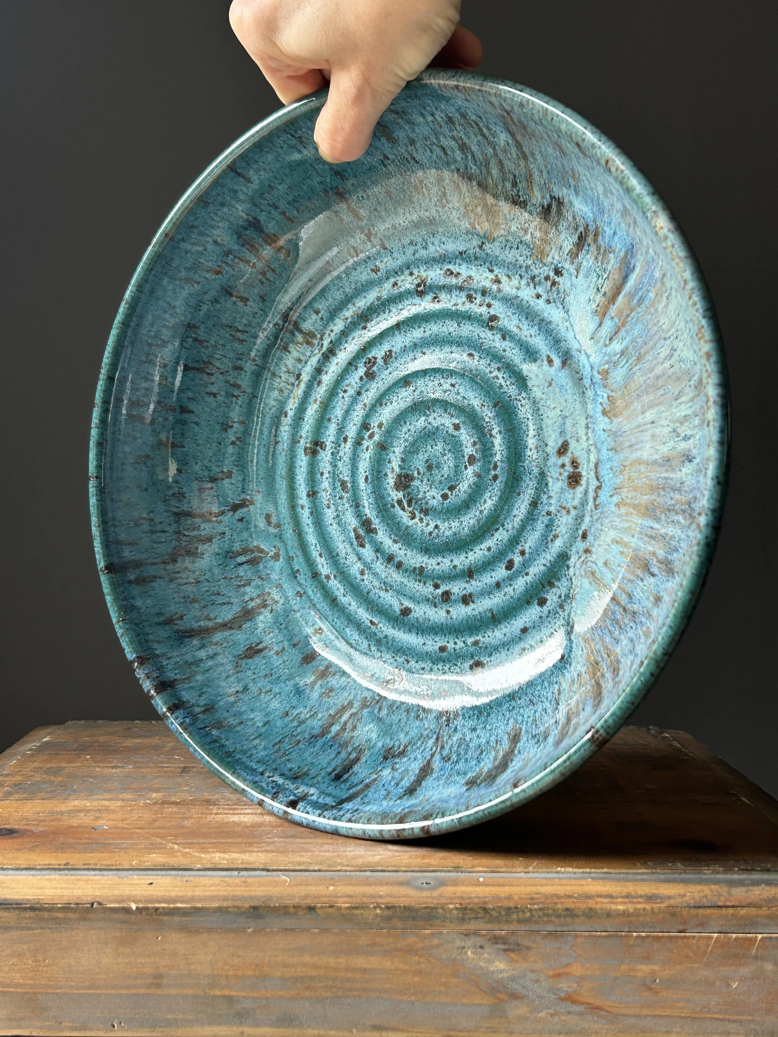 Extra Large Shallow Serving / Countertop Bowl, Beach Break #2, 10.75x2.5"