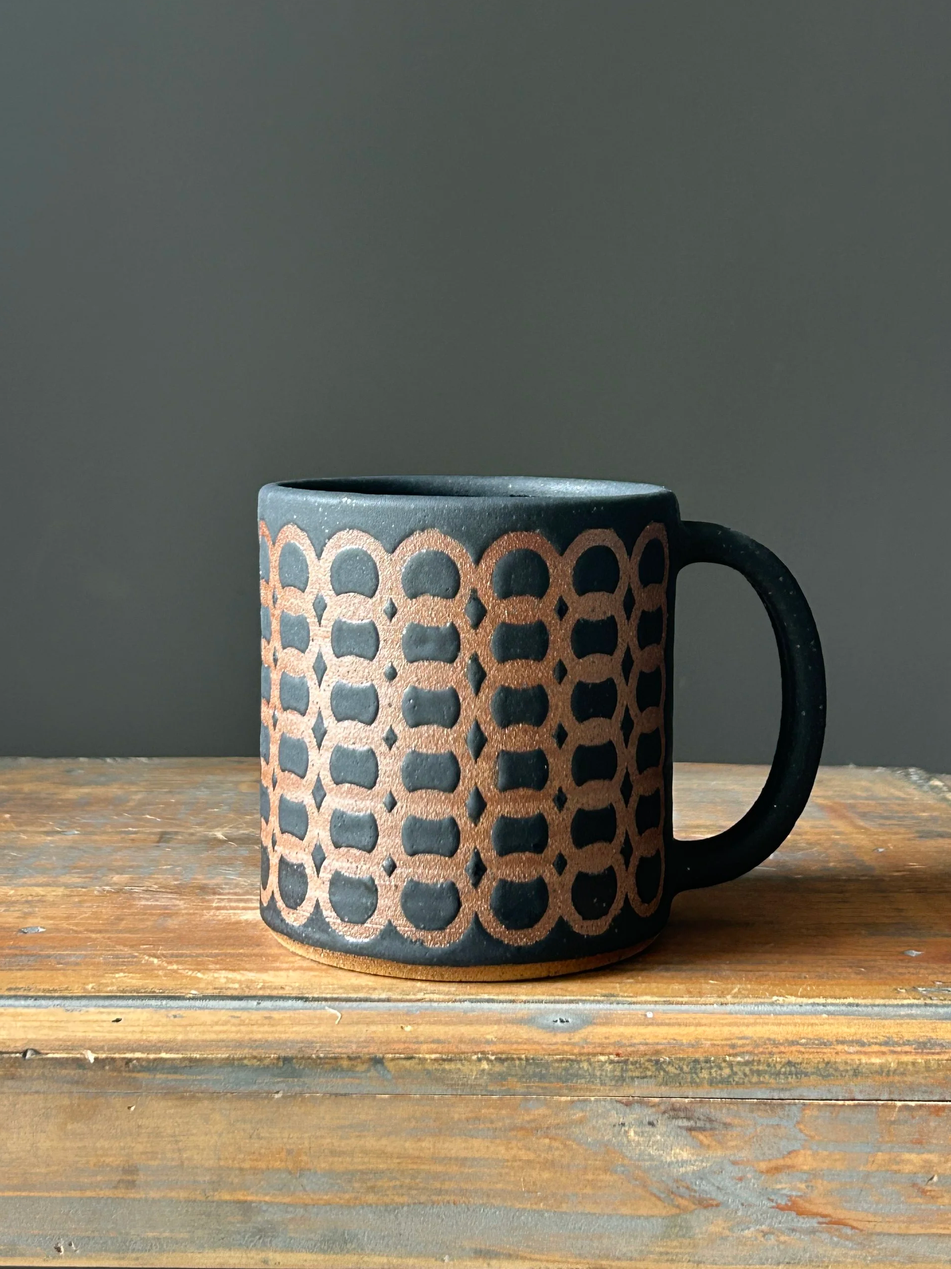 Geo Mermaid Mug, Black Matte Speckled, 16oz