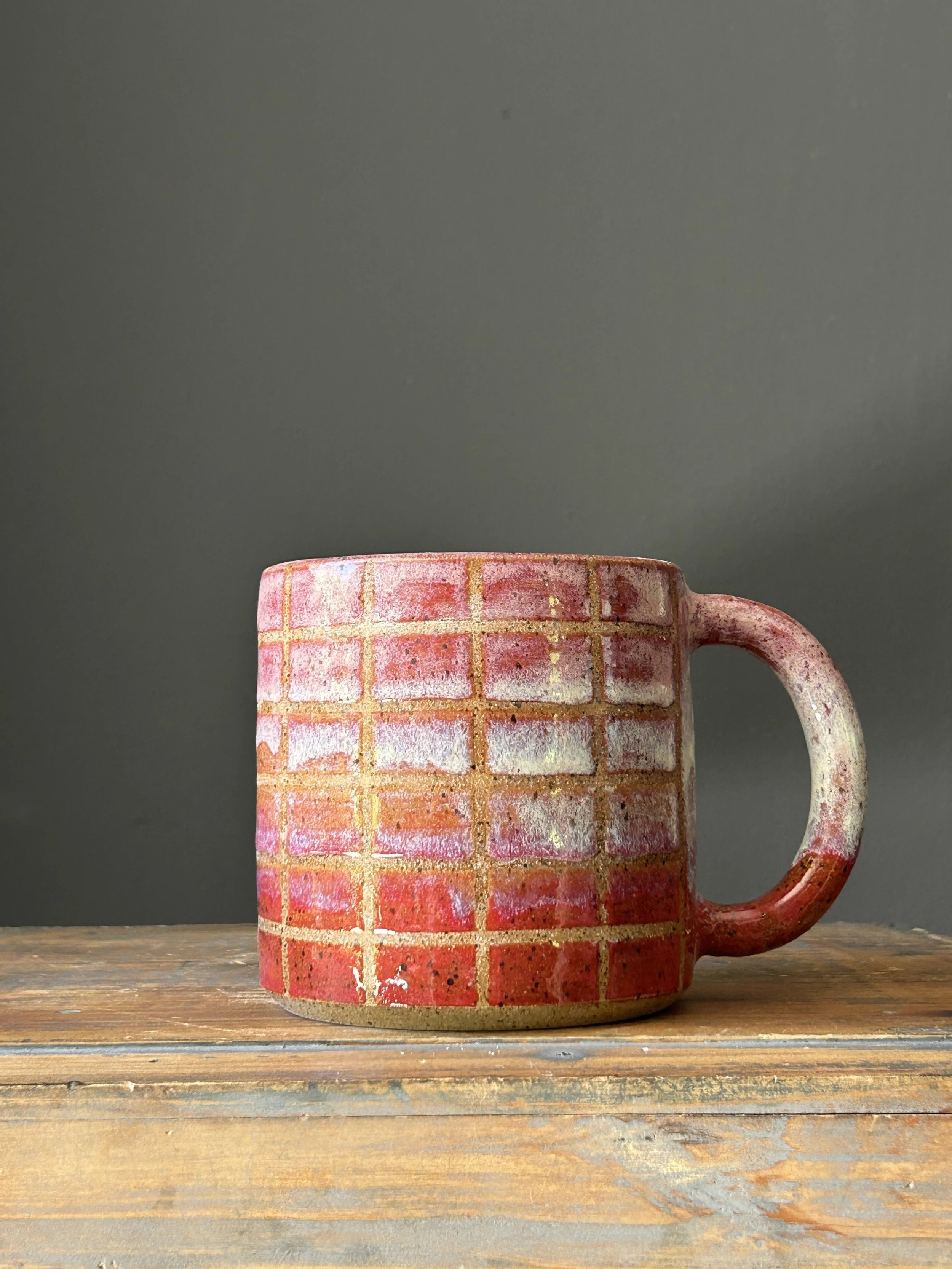 Grid Mug, Extra Large Pink Ombré, 24oz