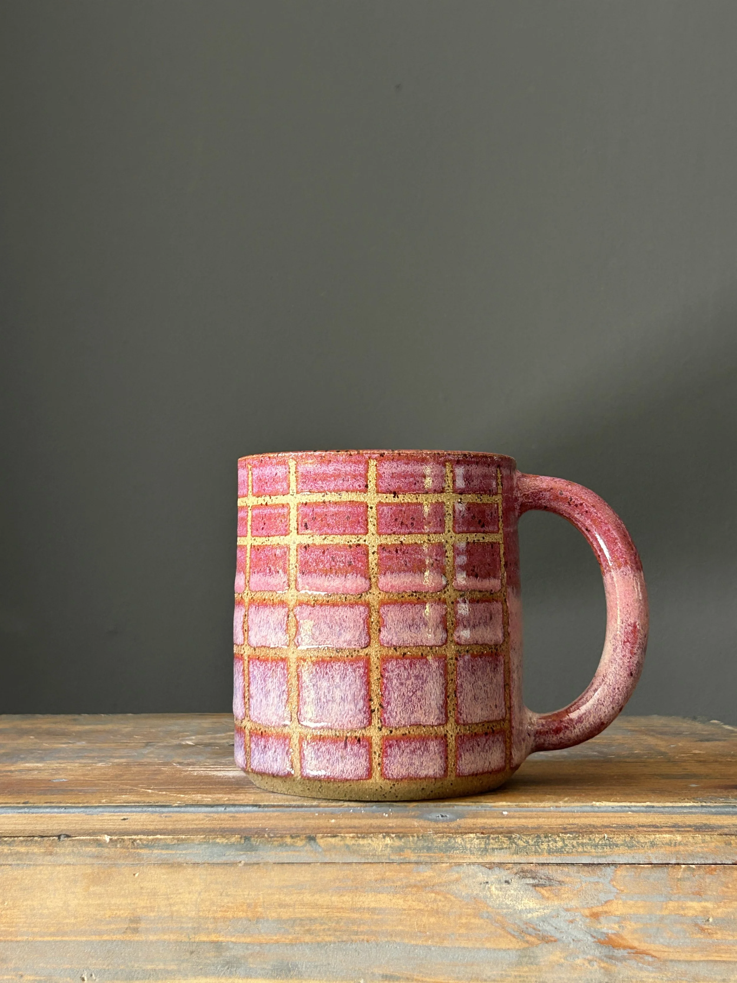 Grid Mug, Pink Ombré, 16oz