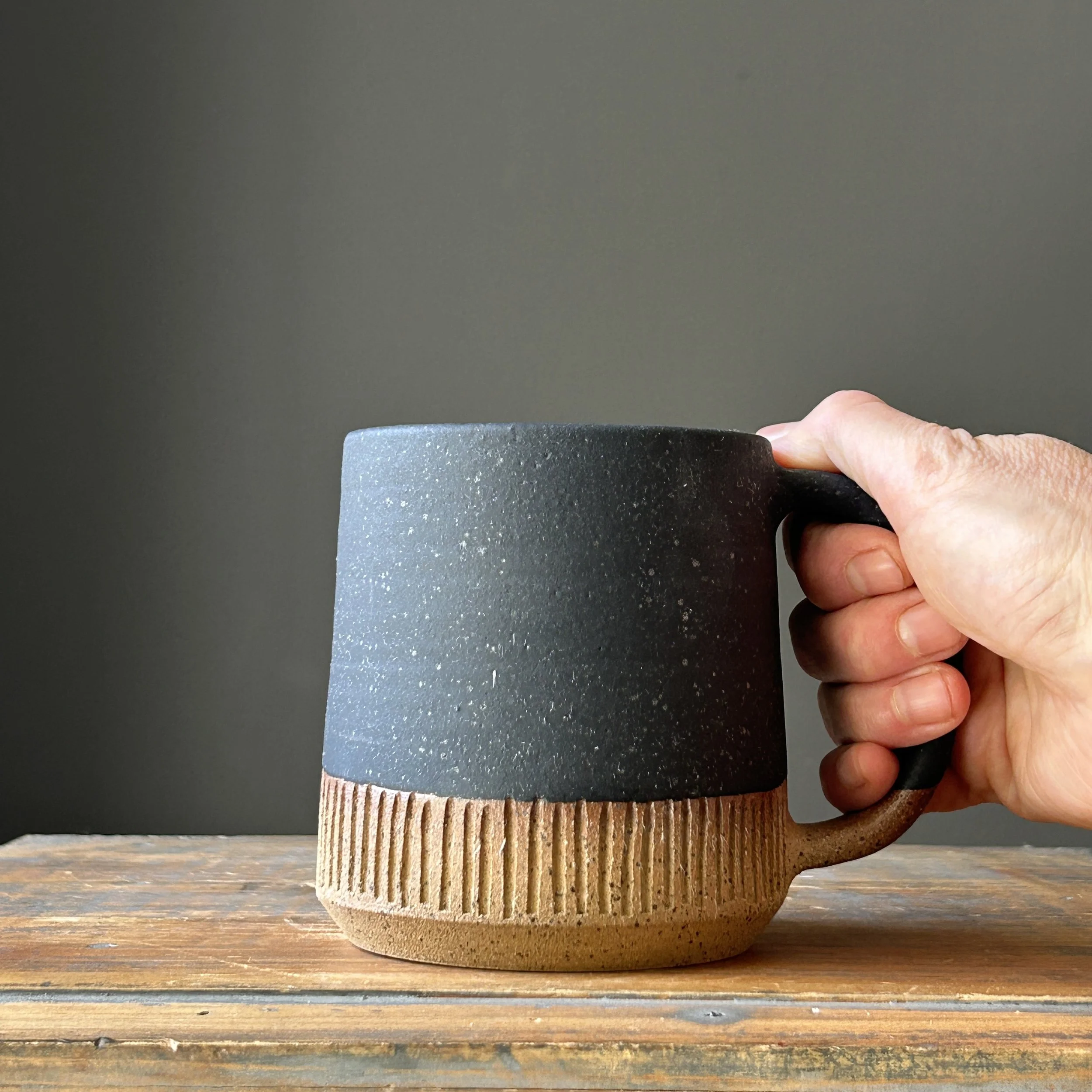 Carved Taper Mug, Matte Black, 16oz