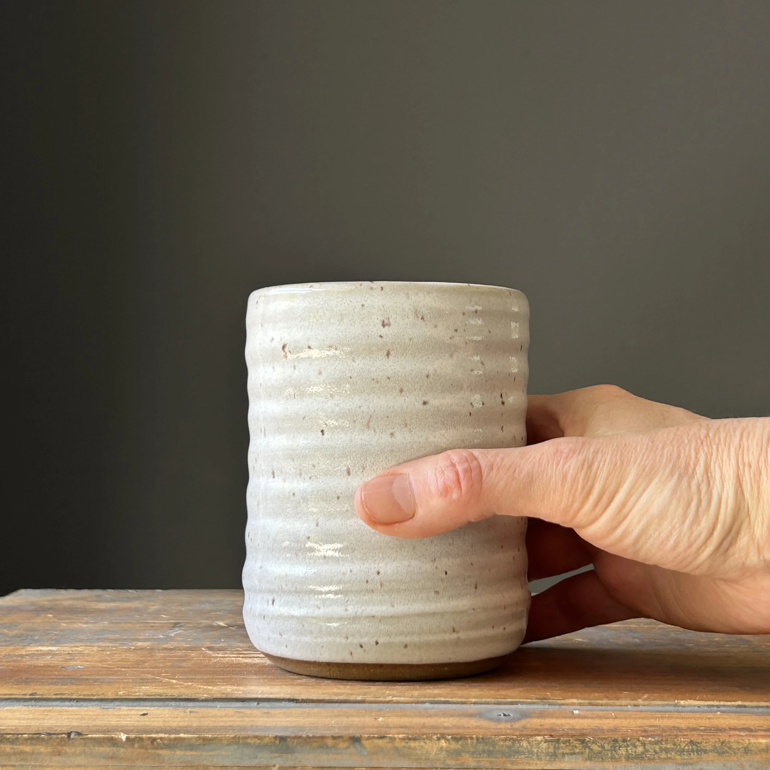 Tumbler, White Speckled, 13oz