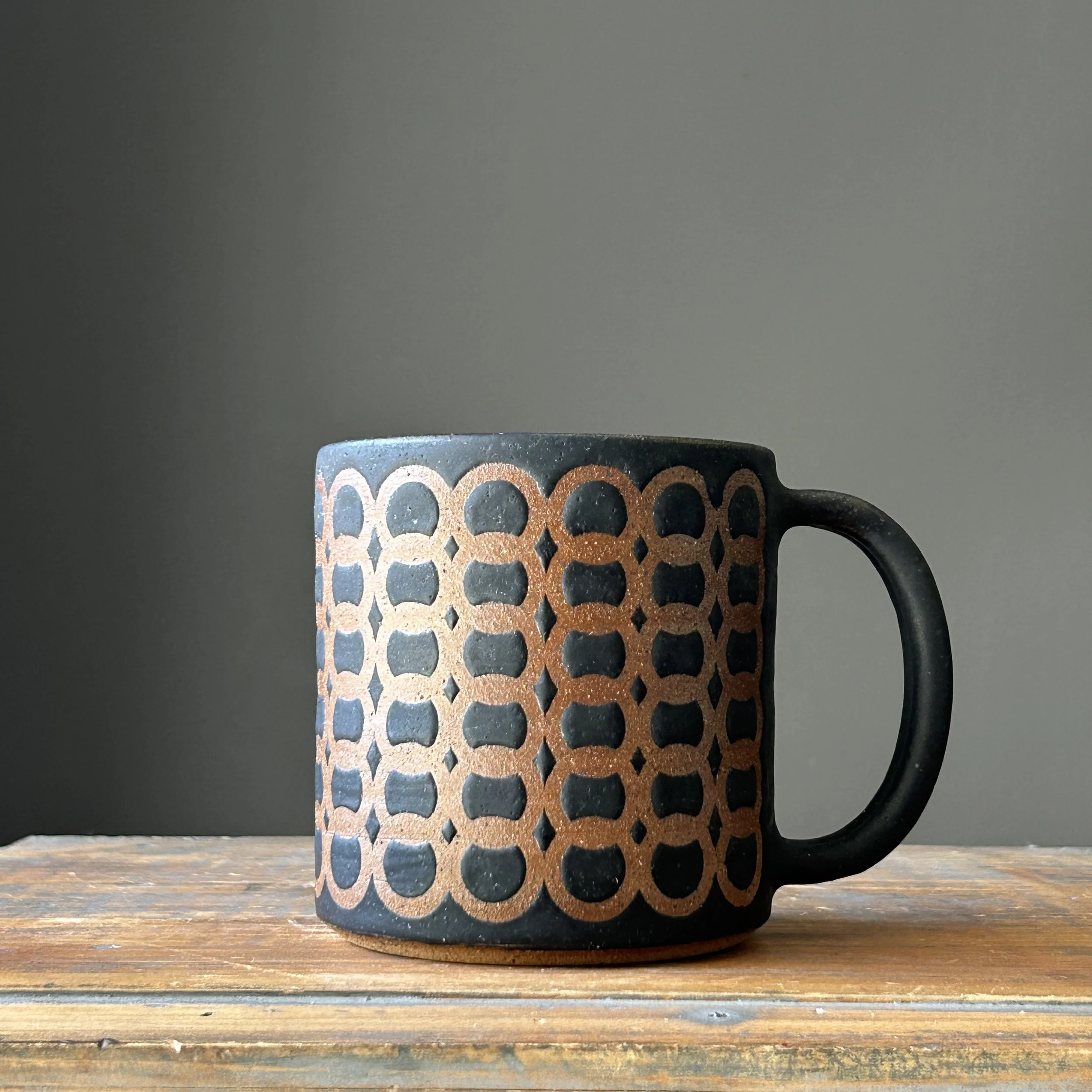 Reverse Geo Mermaid Mug, Black Matte Speckled, 16oz