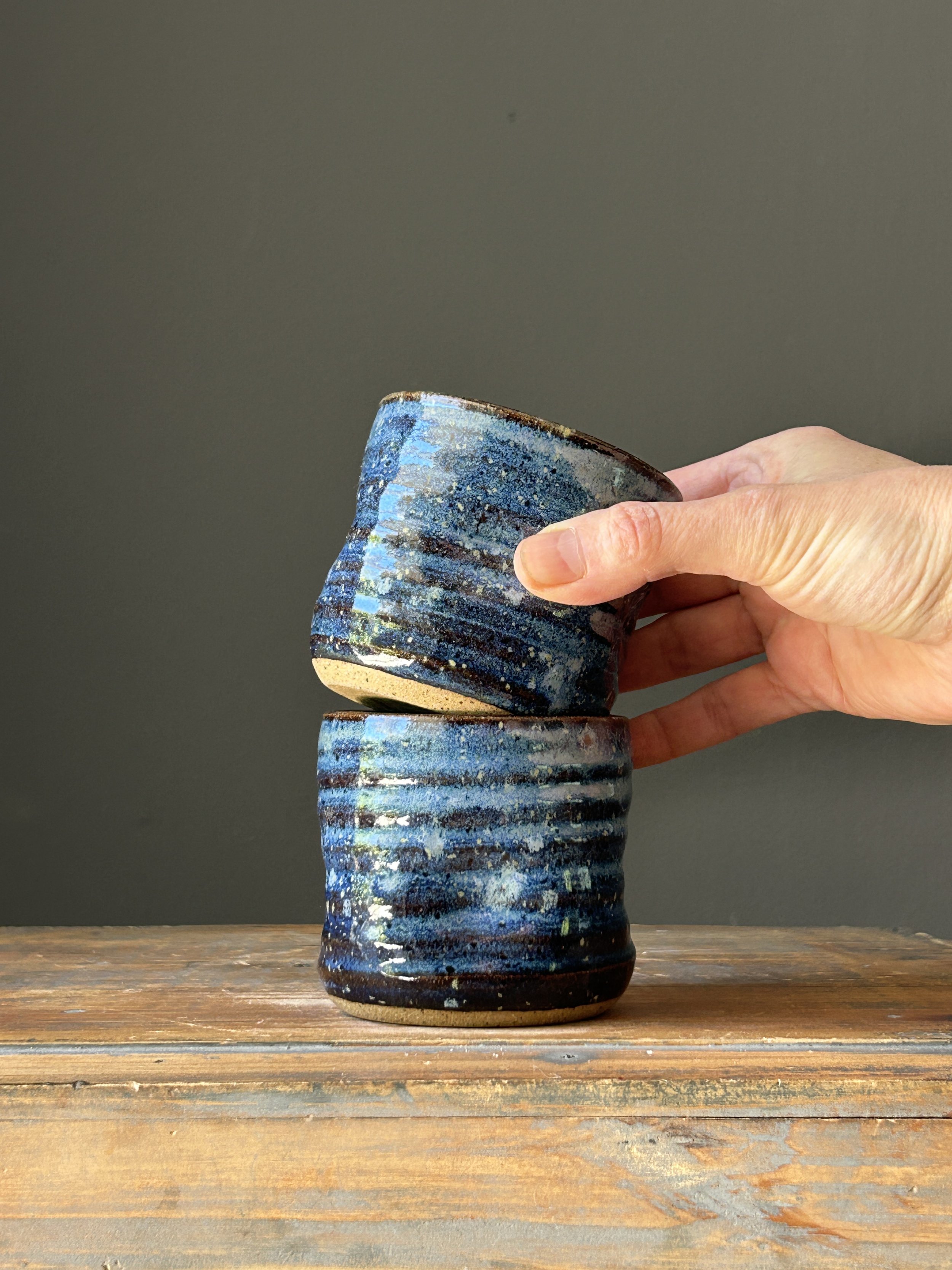 Dimpled Cortado Cups - Starry Night (set of 2), 8oz
