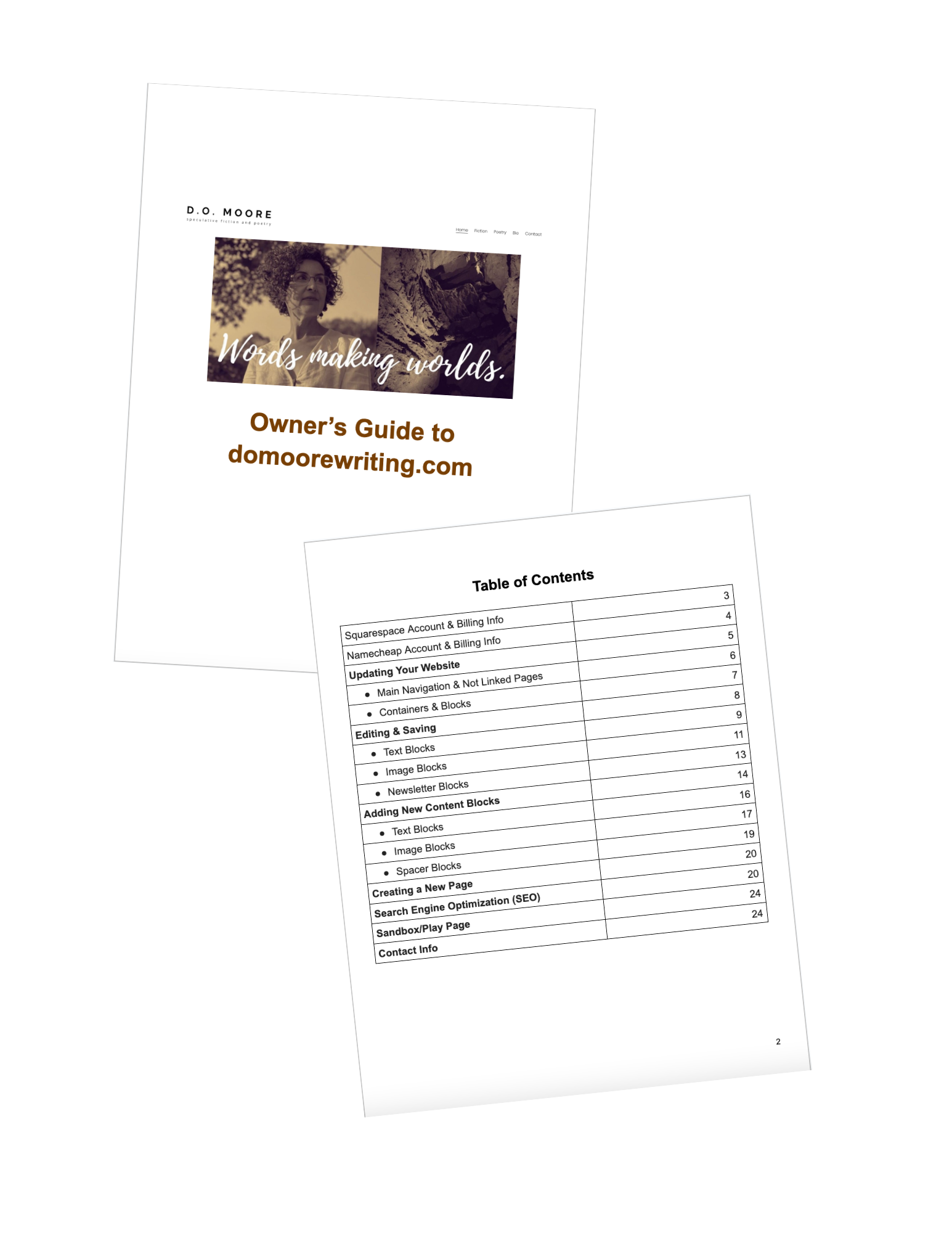 User manual images for website of Poet & Author D.O. Moore