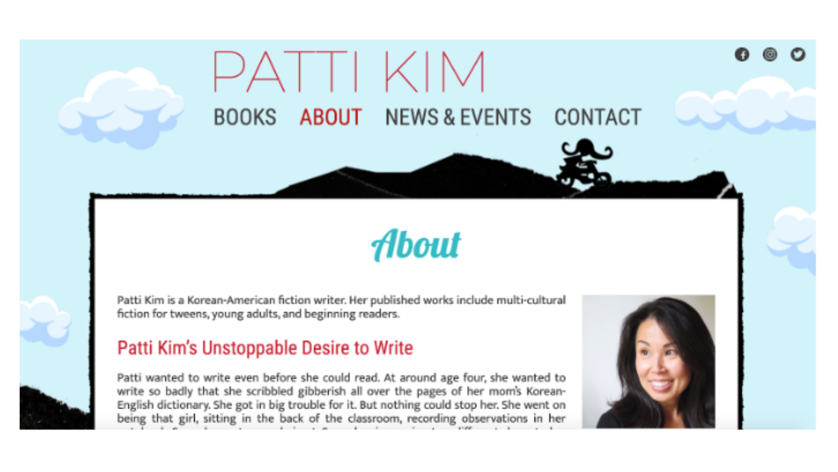 Image of Author Patti Kim's original Word Press website