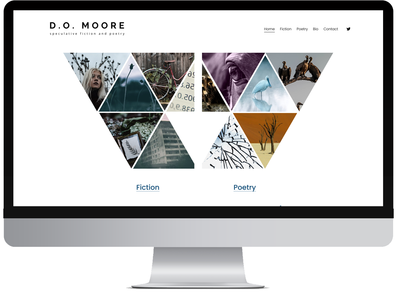 Computer showing images from website of Poet & Author D.O. Moore