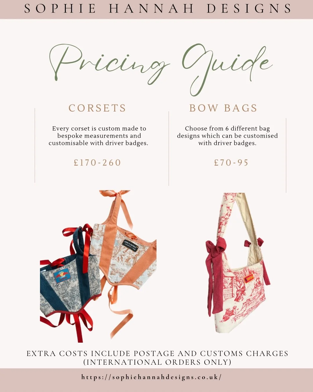 F1 is right around the corner 🏁

This will be a limited drop, with only a small number of orders available &mdash; so make sure you turn your notifications on.
Everything is made to order, with corsets created to your bespoke measurements.
Worldwide