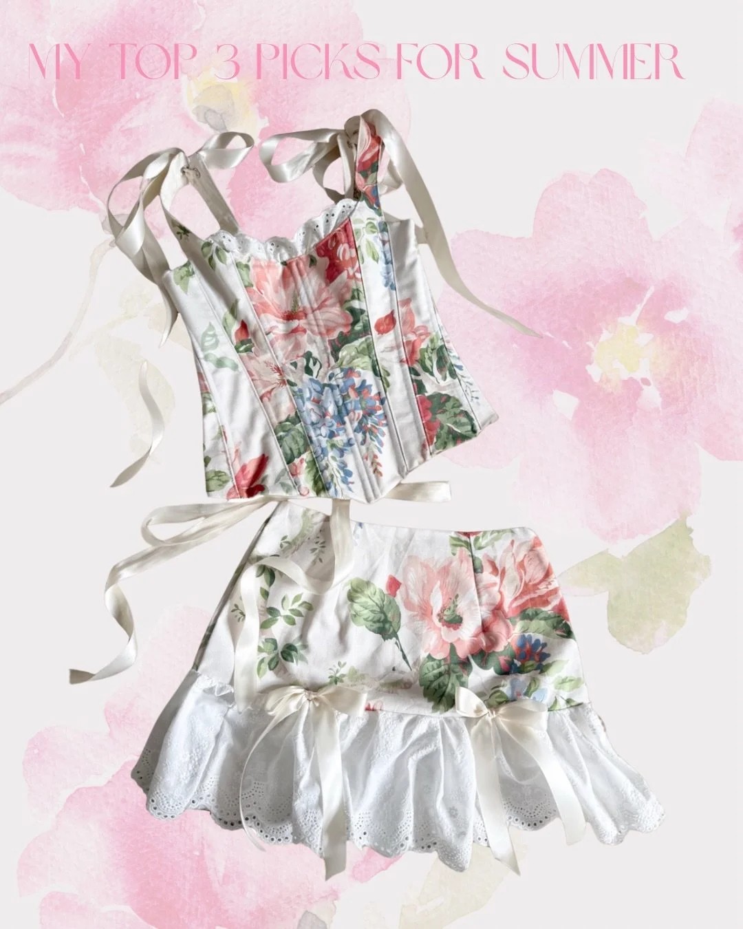 My top 3 picks for summer are here☀️✨
featuring the Modern Tapestry Corset, the Spring Floral Co-ord, and the Toile de Jouy Bustier &mdash; all custom made and available on my website 🤍