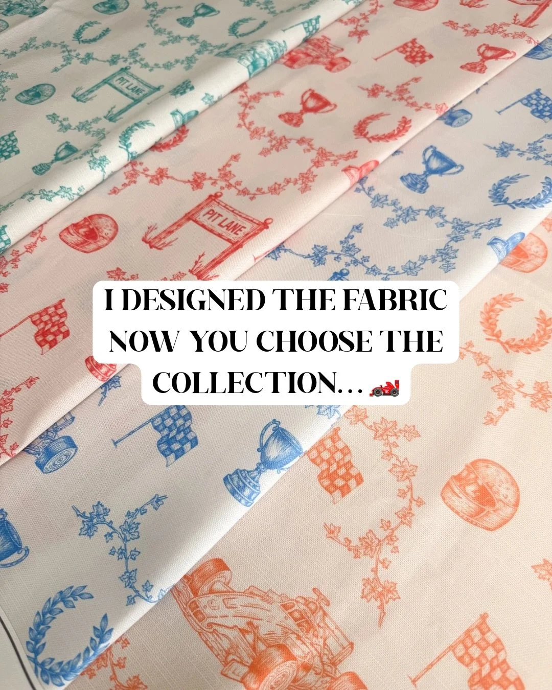 I designed the fabric&hellip; now you get to choose what I make with it 🏎️

Swipe through to see the designs I&rsquo;m thinking of bringing to life, then let me know your favourites 👀

Your votes will quite literally decide the next collection. Com