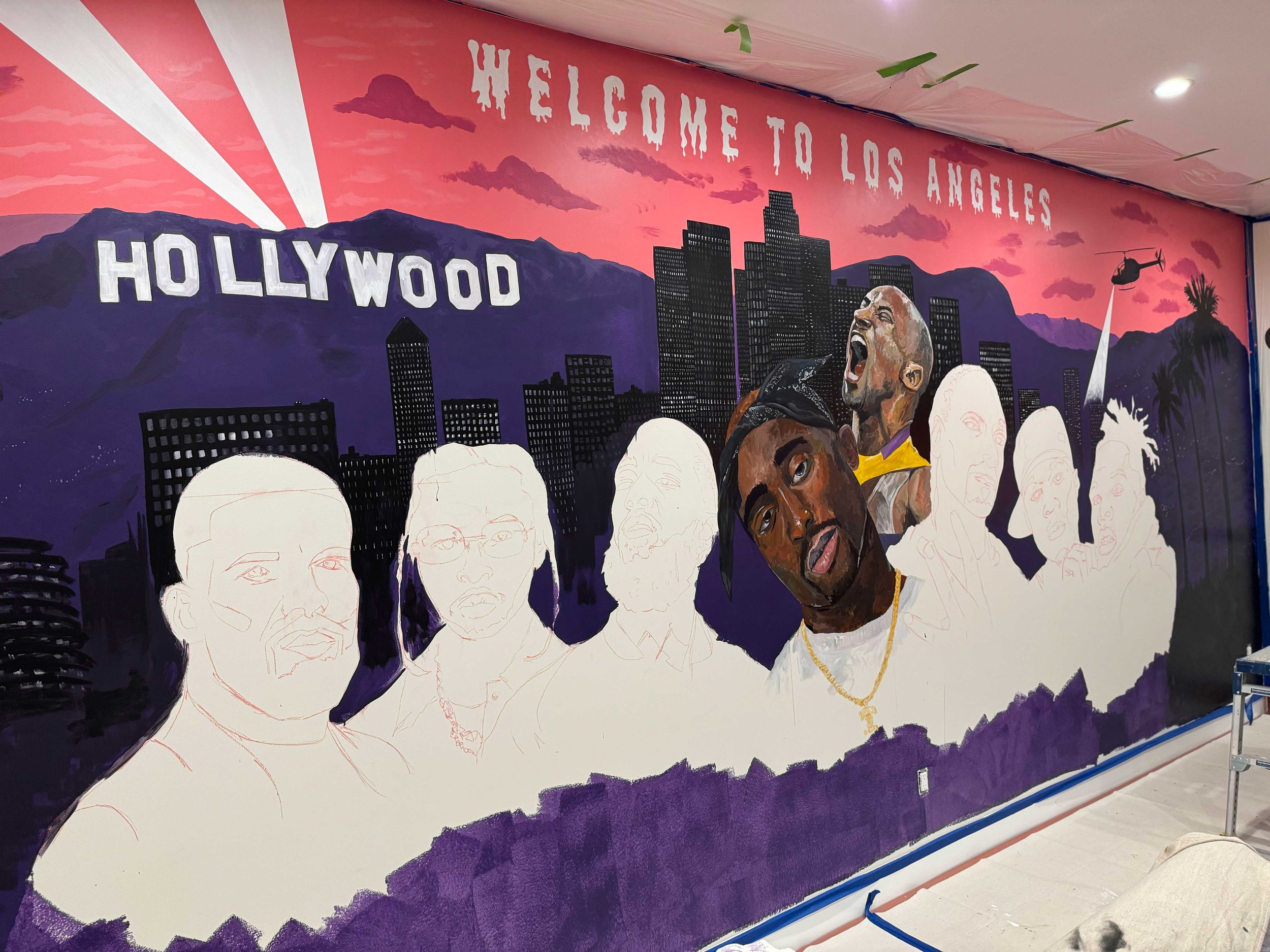 LA Tribute Mural, Tupac, 50cent, Drake, Kobe, Tupac, Lil Baby Mural