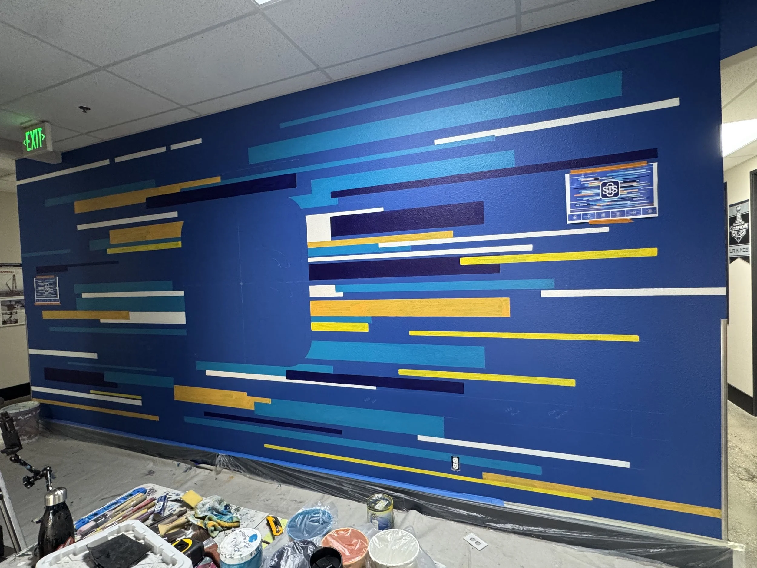 More colors laid in, you can see where the logo will be 