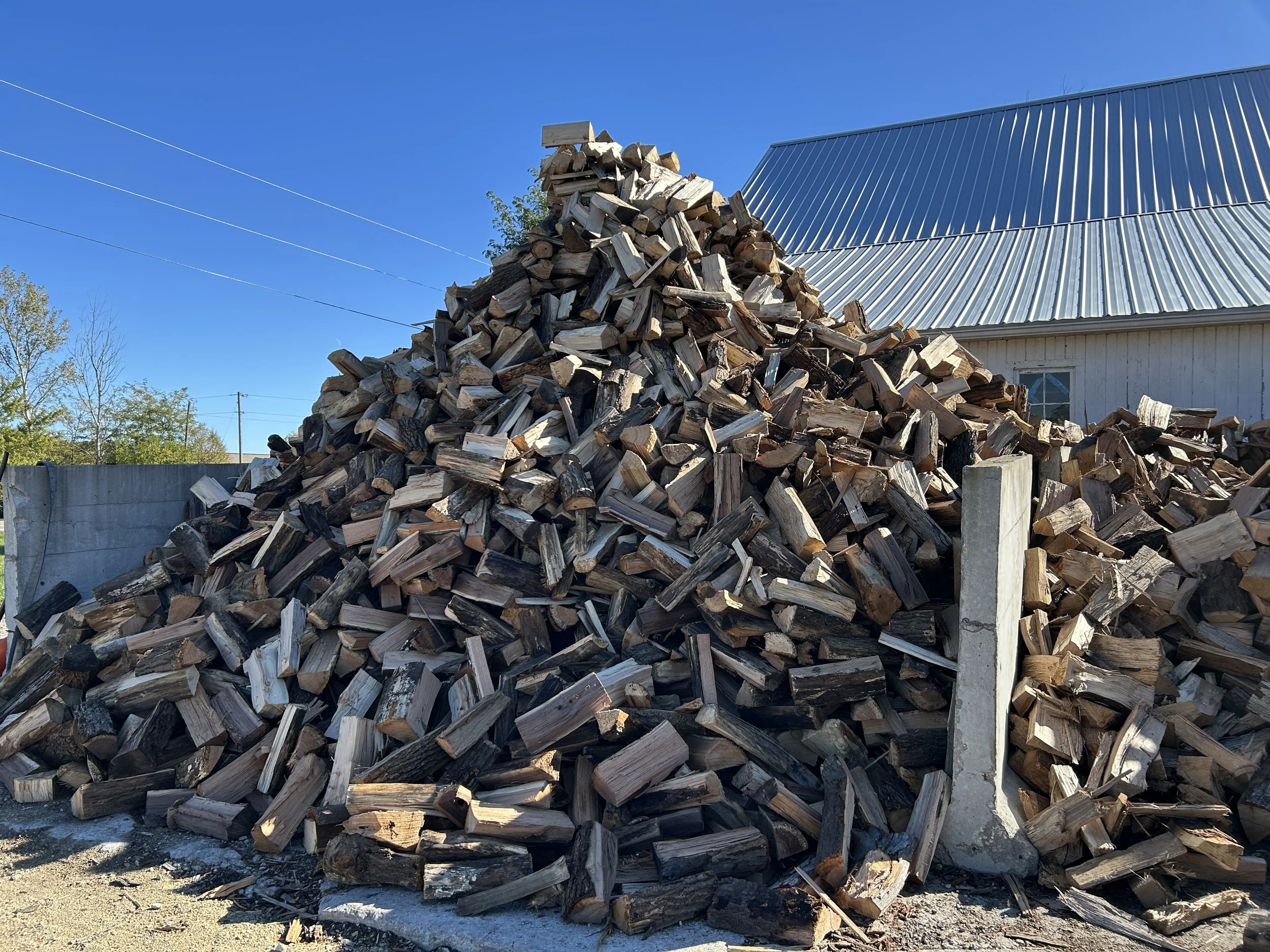 Firewood available for pickup at Schmiesing Tree Service in New Bremen, Ohio