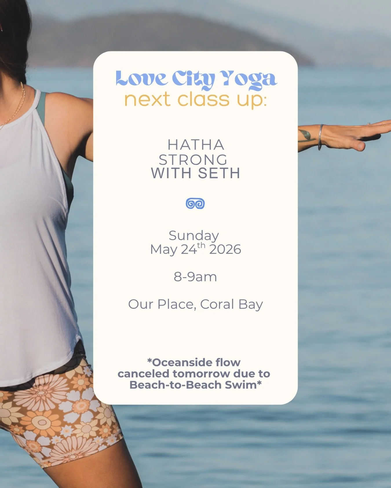 Yoga with Seth is on for tomorrow!
Jean is volunteering at beach-to-beach swim so no Oceanside Flow 5/24. 

#seeyouonthemat #yoga #stjohn #usvi