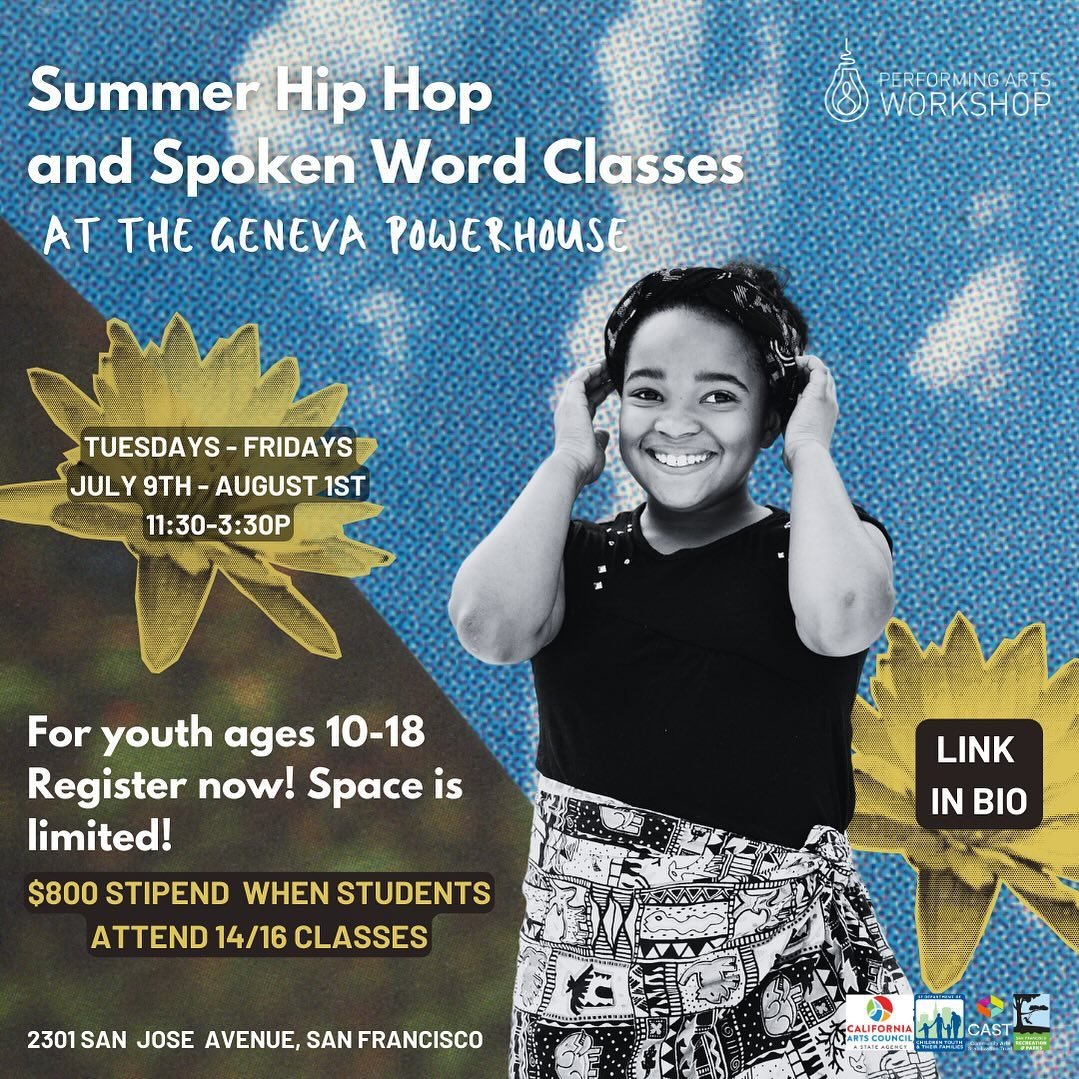 📣 PAID SUMMER YOUTH PROGRAMMING 📣

We're thrilled to announce that registration is now OPEN 📝🕺for our Hip Hop and Spoken Word intensive at the Geneva Powerhouse Tuesdays through Fridays from 11:30 AM - 3:30 PM 🎨

Ages 10-18 are welcome 🌟 ANDDD 
