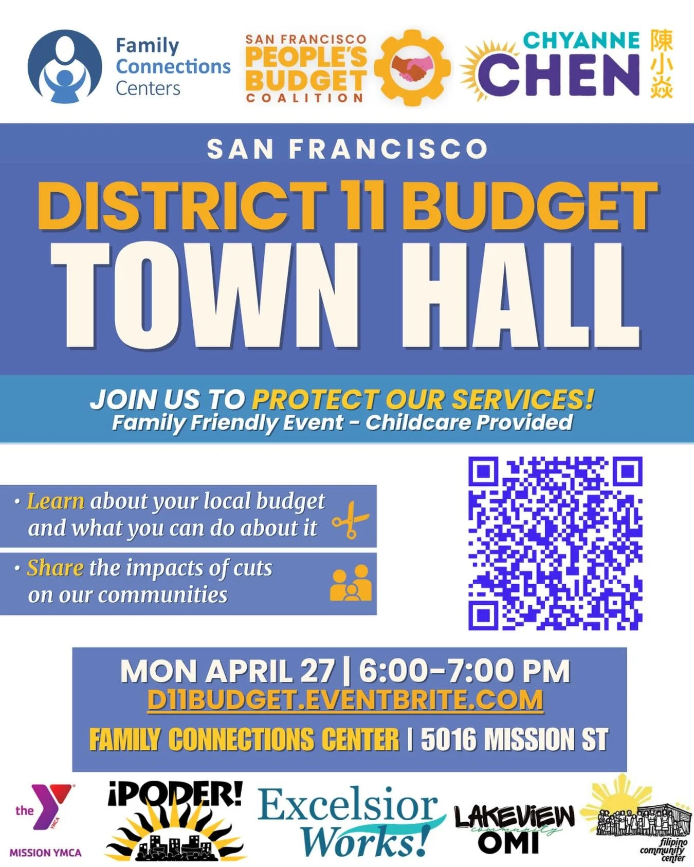 Join us this upcoming Monday for a District 11 Budget Town Hall 📠 Learn how the budget works, what's at stake, and how it make impact you 🫵

Childcare provided!

🕰️ 6 PM- 7 PM
📍Family Connections Centers