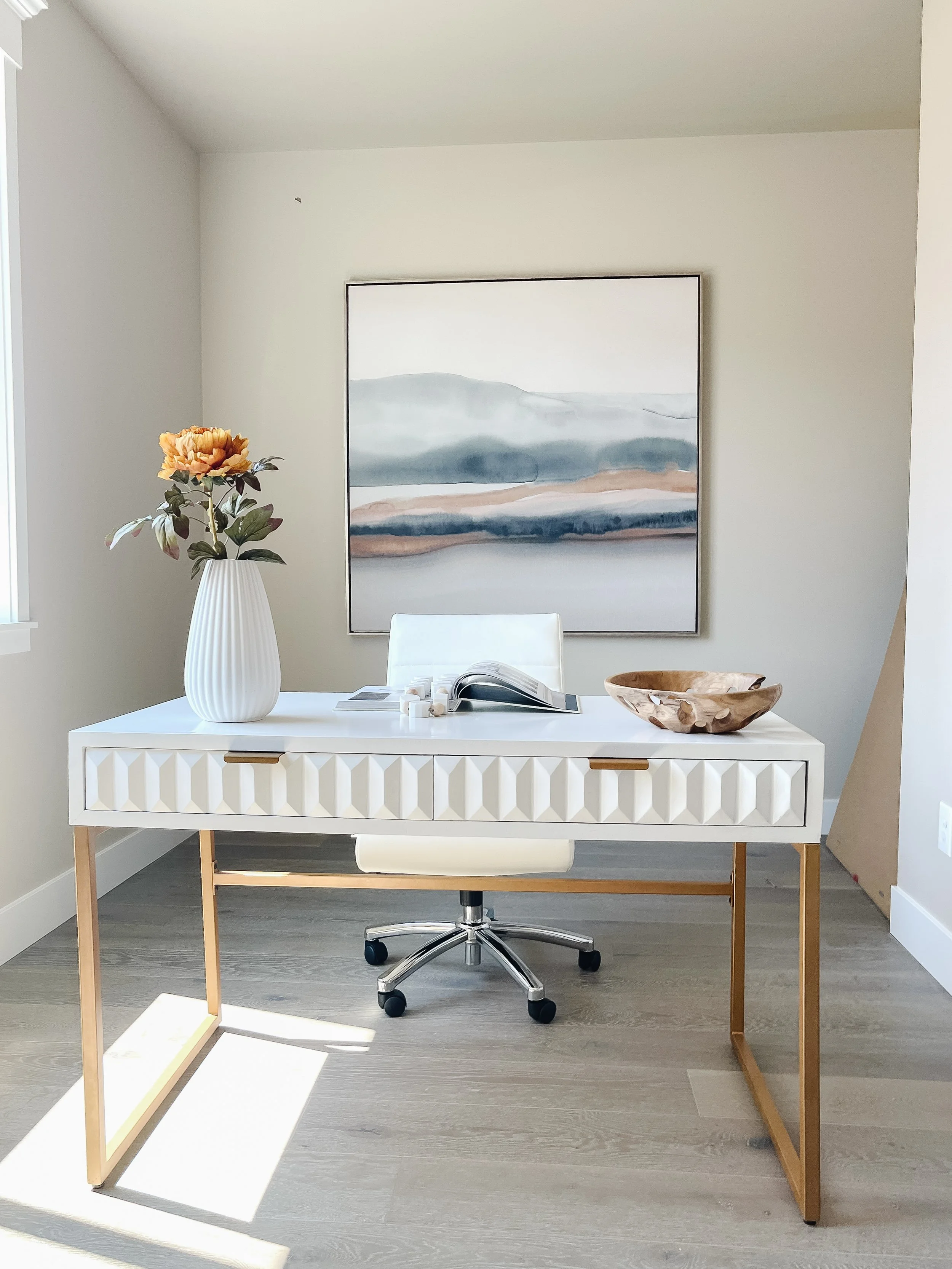 Flex room staged as a home office in a Burlington property to appeal to remote workers.