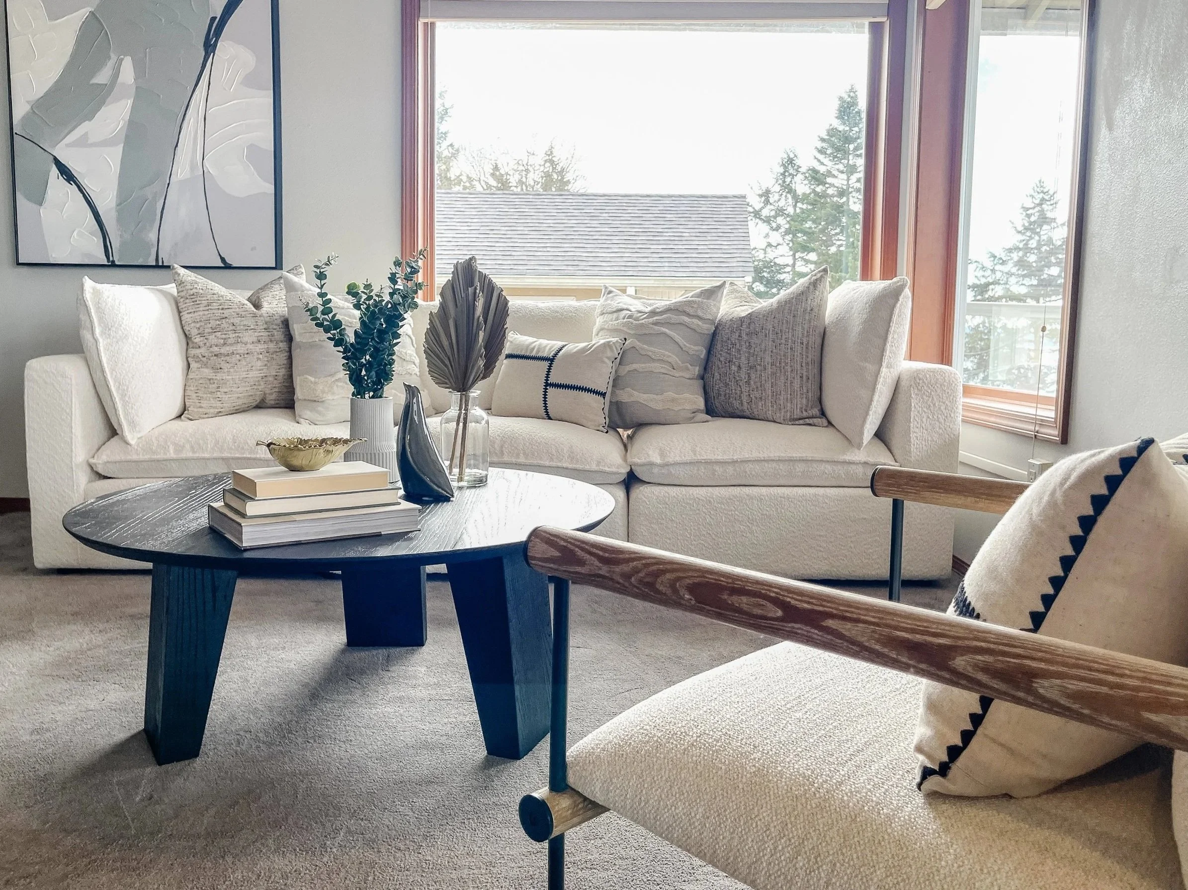 Historic La Conner home staged with furnishings that enhance original character.
